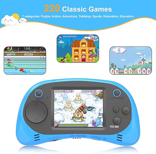 Miniatura 3 de EASEGMER Reproductor de juegos de mano para niños, 220 juegos integrados, pantalla IPS de 2.5 pulgadas, recargable y de larga duración, juguetes de