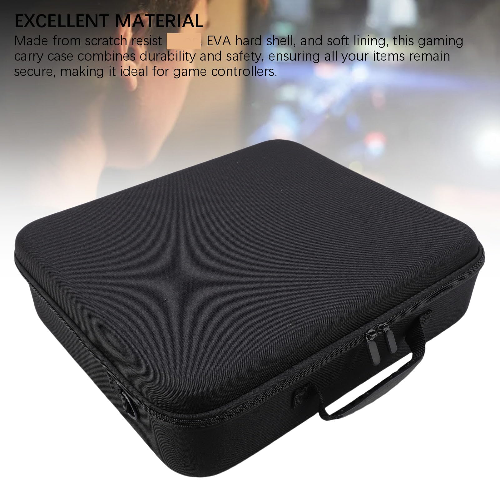 Cryfokt Bolsa de Almacenamiento para Consola de Juegos de Carcasa Dura, Resistente Al Agua, a Prueba de Golpes, con Correa para el Hombro para Accesorios de Controladores Duales, Estuche de (Black)