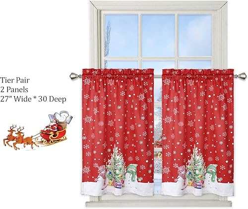Miniatura 9 de Cortina de cenefa de Navidad, cortinas de cafetería, tratamiento de ventana, bolsillo para barra para decoración del hogar, 1 panel para baño, sala