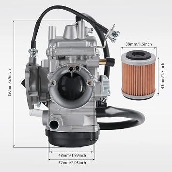 Carburetor Compatible with Yamaha 2000-2006 Big Bear YFM 400 YFM400,Kodiak 400,2007-2010 Wolverine 450,2007-2014 Grizzly 350 450 ATV With Cleaner Brush,Air Fiter,Fuel Filter