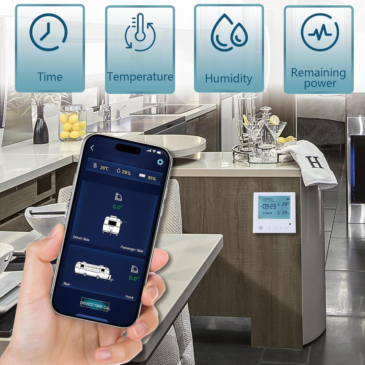 Wireless RV Leveling System,Camper Leveling System,Travel Trailer Leveling System,Compatible with LevelMate PRO Leveling System,App Enabled,Easy Install