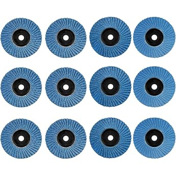 Pack of 12 Flap Discs 76 mm Sanding Discs for Angle Grinder 3 Inch Flap Disc Grit 40/60/80/120 Flap Grinder Set for 10.8-12 V Angle Grinder Blue
