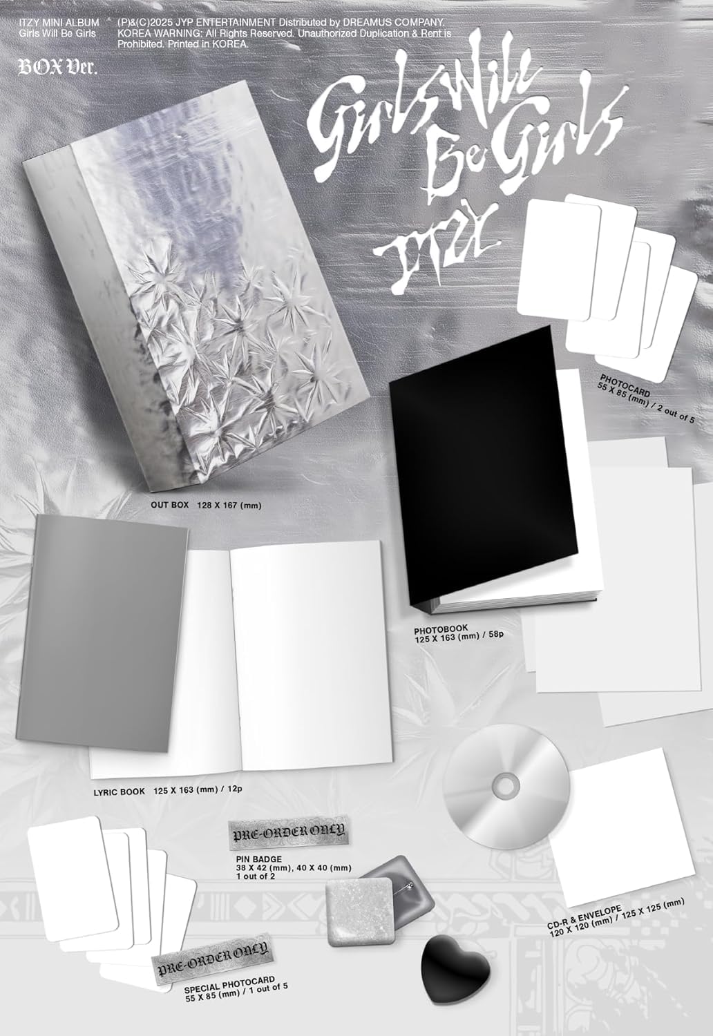 IT'ZY Girls Will Be Girls [Box Ver.] Album+Pre-Order Gift + Extra photocards
