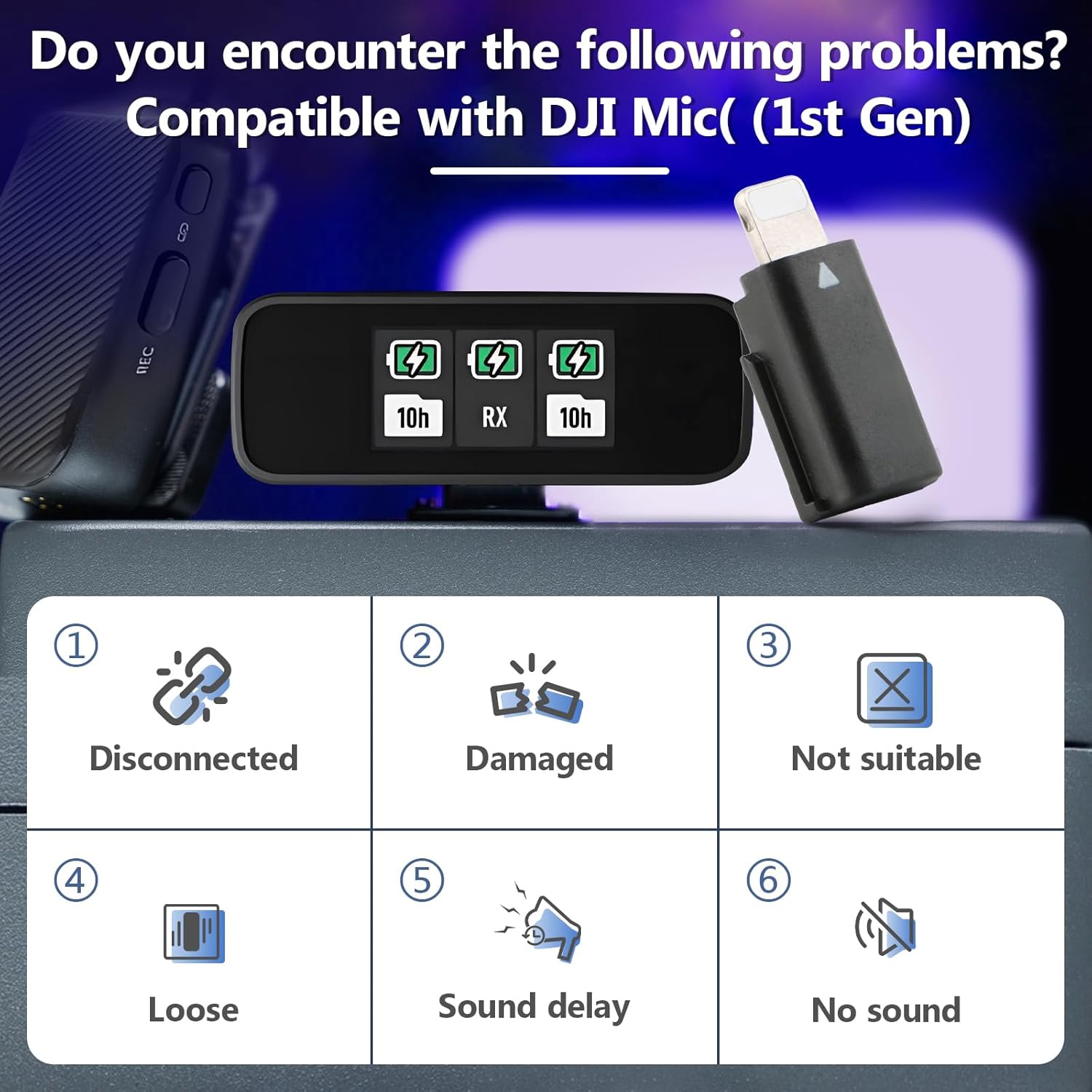 for DJI MIC(1st Gen) Lightning Adapter Phone Wireless Microphone Receiver for DJI Mic(1st Gen) Adapter Phone PC Tablet USB Mic Accessories Applicable only to (1st Gen)