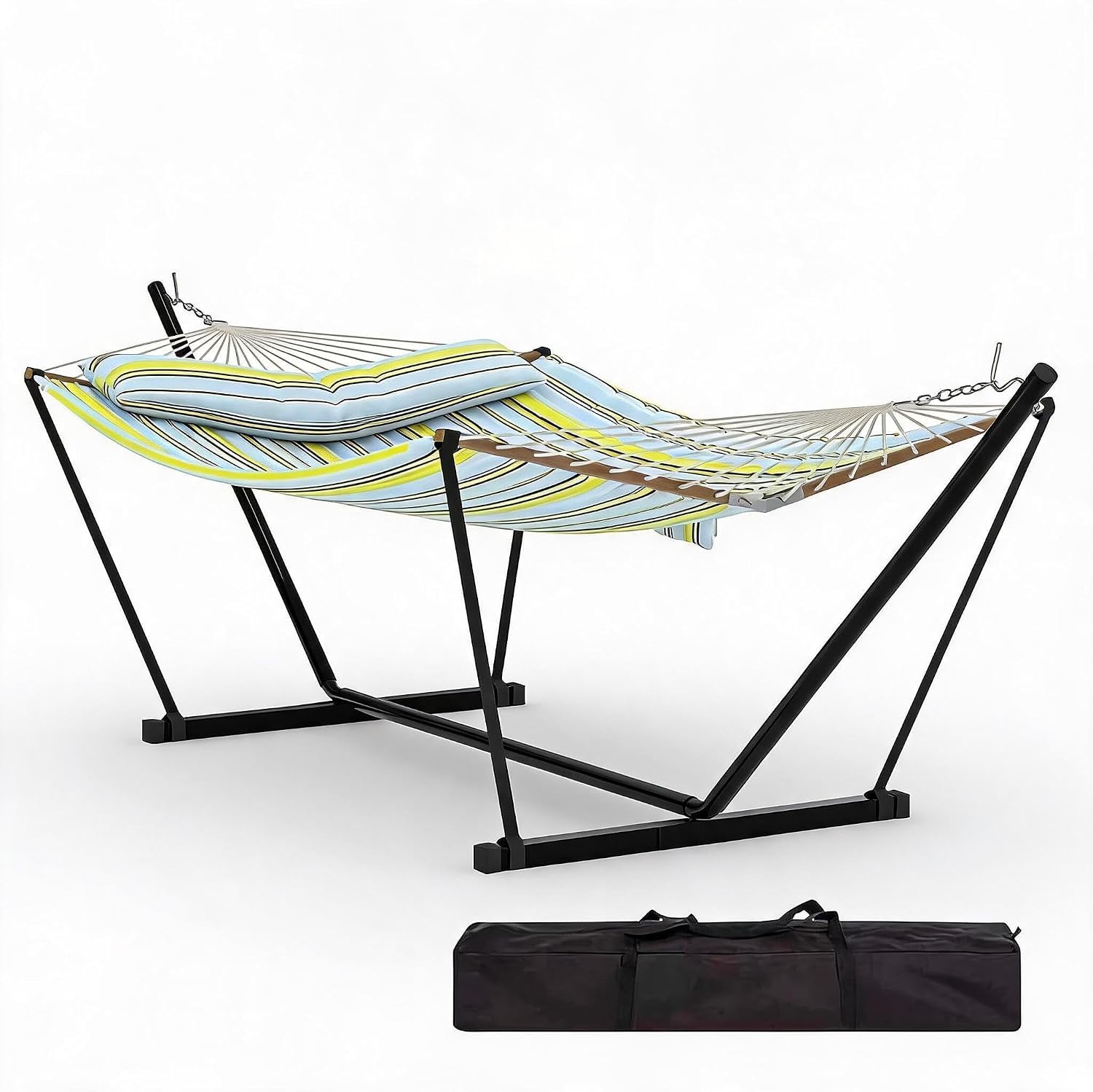 Double Hammock with Stand, 2 Person Outdoor with Carry Bag, 450lbs