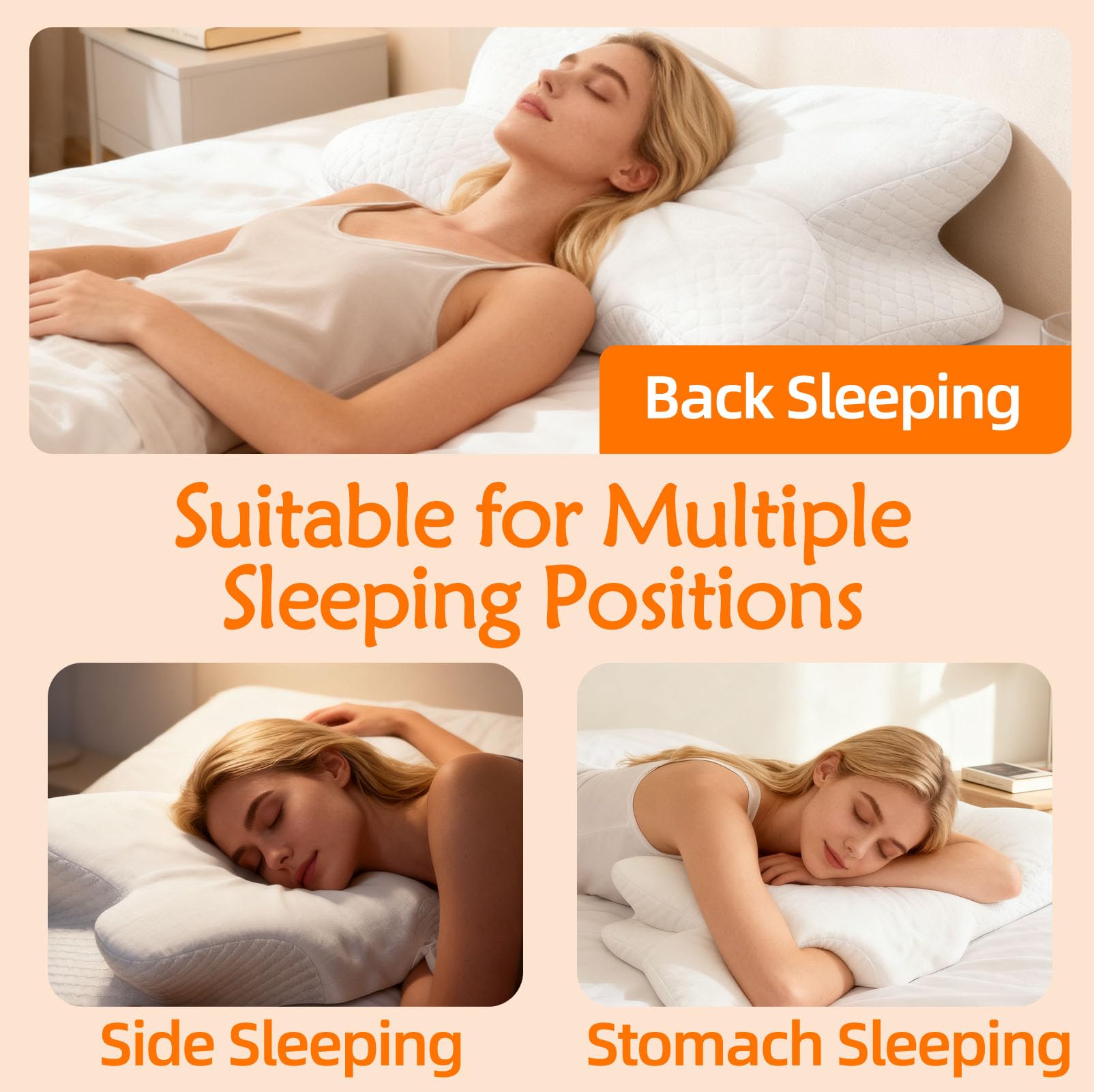 Memory-Schaum-Nackenkissen mit Abnehmbarem Kissenbezug, Orthopädische Doppelter Höhe Stütze Schmetterlingskissen, Ergonomisches Kopfkissen Nackenstützkissen für Seiten, Rücken & Bauchschläfer