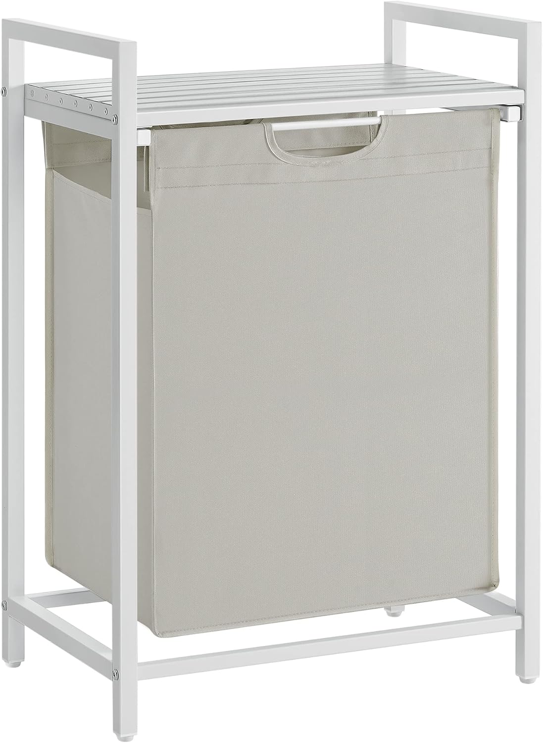 VASAGLE Laundry Hamper, Laundry Basket, Laundry Sorter with A Pull-Out and Removable Bag, Shelf, Metal Frame, 17.2 Gallons (65 L), 19.7 x 13 x 28.4 Inches, White UBLH101W01 1 Bags?19.7"L x 13"W x 28.4"H? White