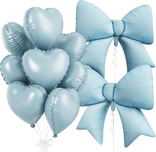 Blue Bow Balloons, Heart Balloon for Baby Shower Boys Bow Birthday Party