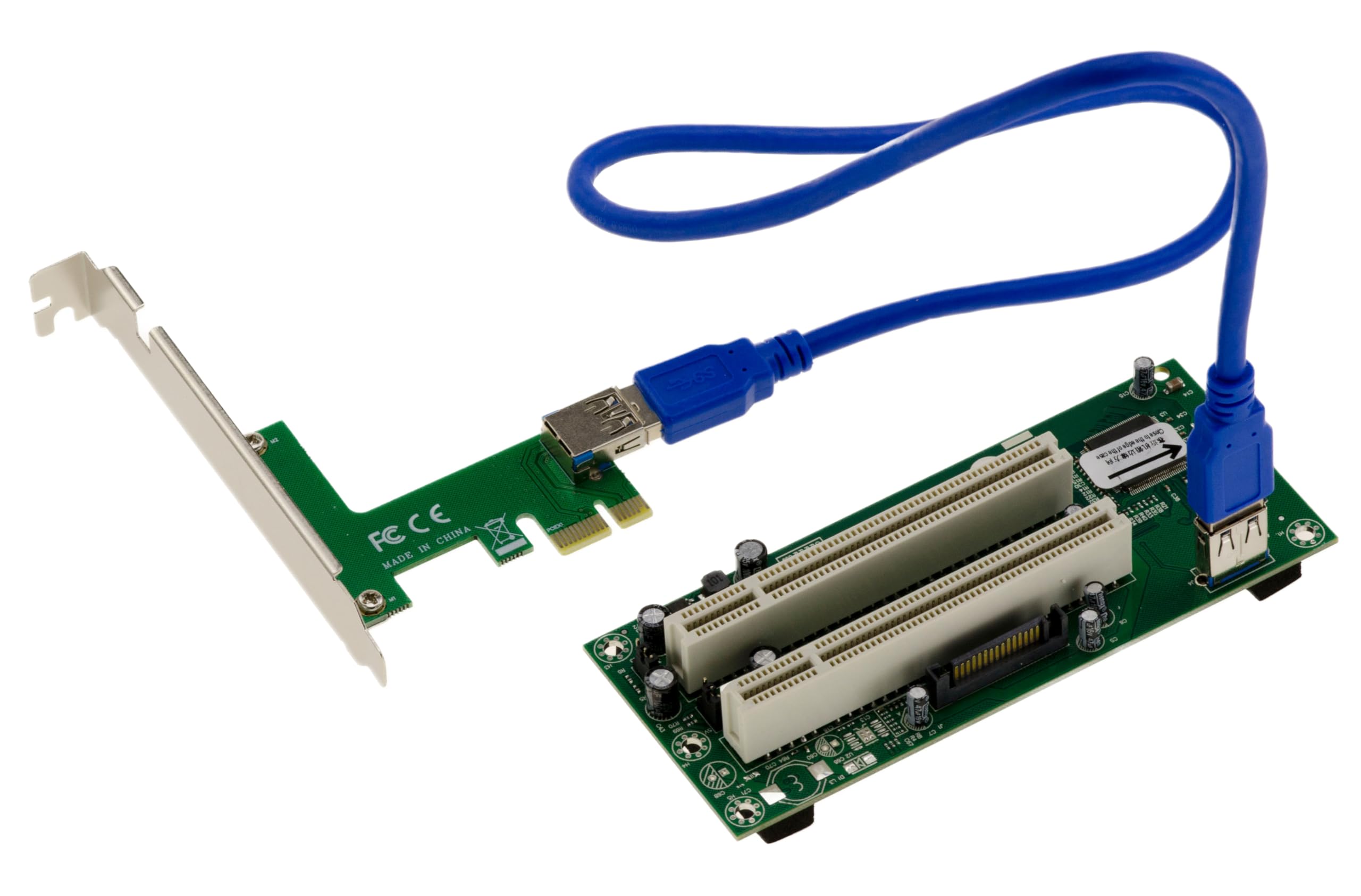 KALEA-INFORMATIQUE 2 Port PCI to PCIe x1 Bridge Type Converter Adapter with ASM Chipset Support PCI 16 bit and 32 bit with 3.3V or 5V adjustment