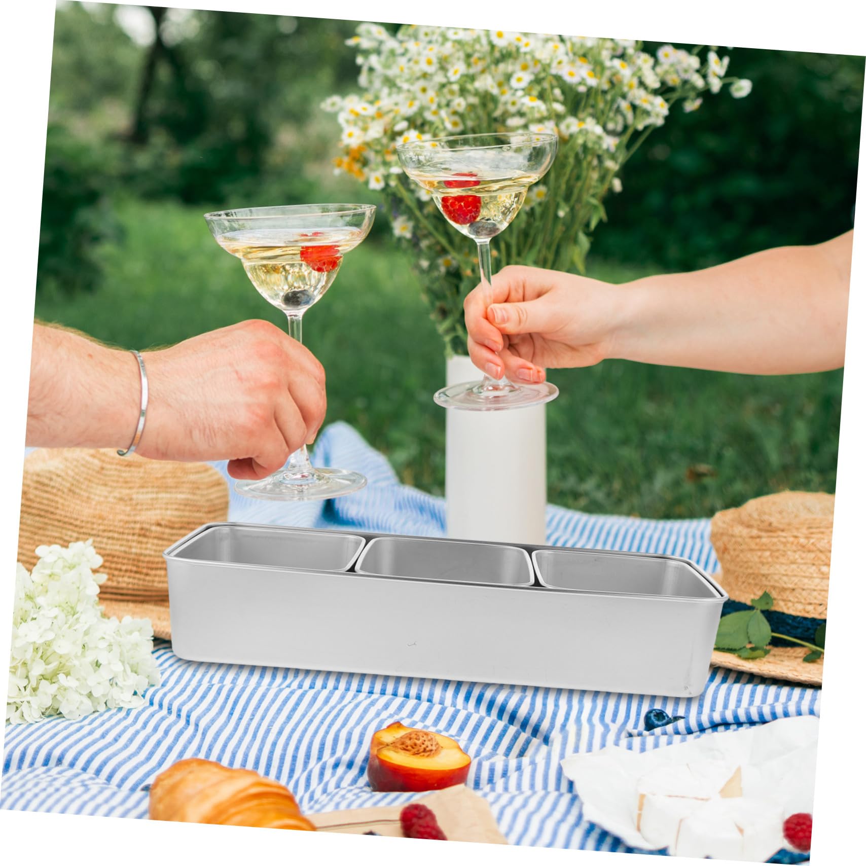 SOIMISS Boîte à Snack Multi-compartiments Inox Portable Plateau à Fruits Secs et Bonbons avec Couvercle Transparent Plateau Repas pour Pique- Extérieur Stockage Pratique et Réutilisable