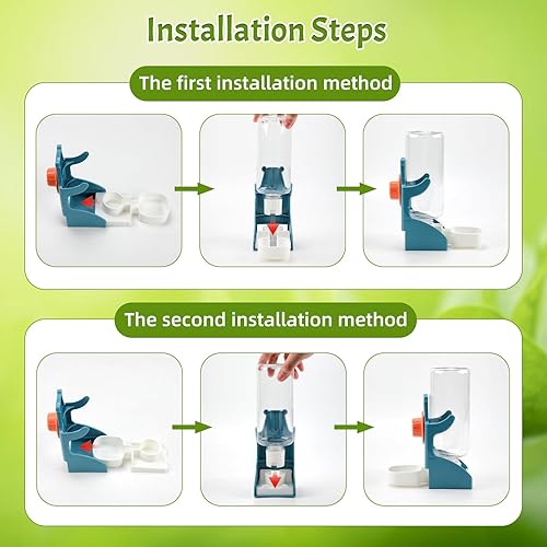 Miniatura 8 de Rypet Juego de dispensador de agua para pájaros sin ensuciar, alimentador automático para pájaros para jaula, contenedor de alimentos transparente