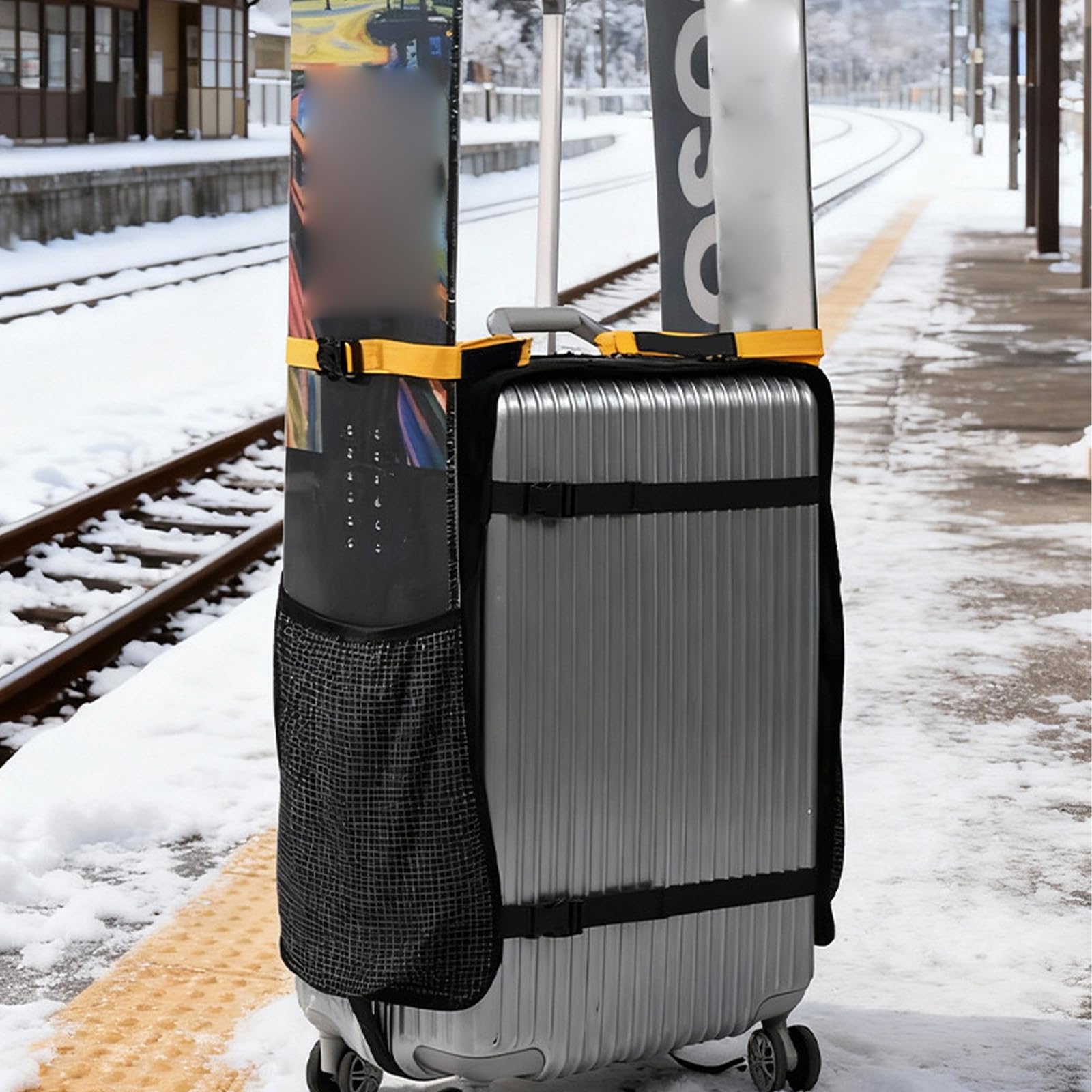 Housse de sangle de snowboard avec poche élastique pour divers snowboards, grands compartiments latéraux, sac de rangement de voyage pour planche à ski