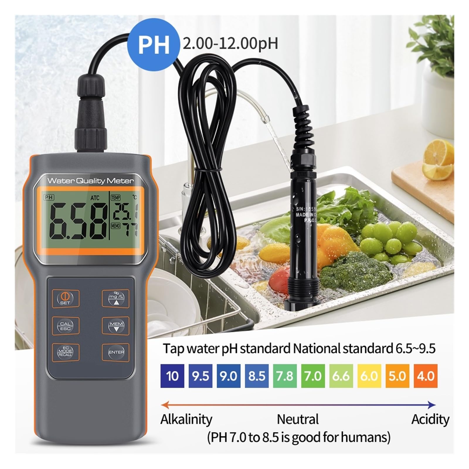 Rilevatore PH/SALE/TDS/DO/TEMP Acquacoltura Piscina Acquario Tester Dela Qualità Del'acqua Misuratore PH Multifunzionale Misurazione Accurata