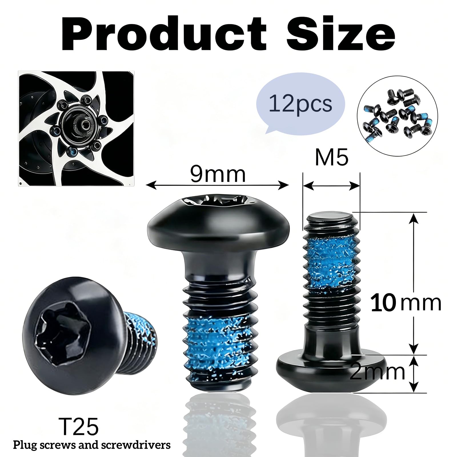 Bicicleta tornillos discos freno M5 x 10 mm acero T25 bicicleta montaña