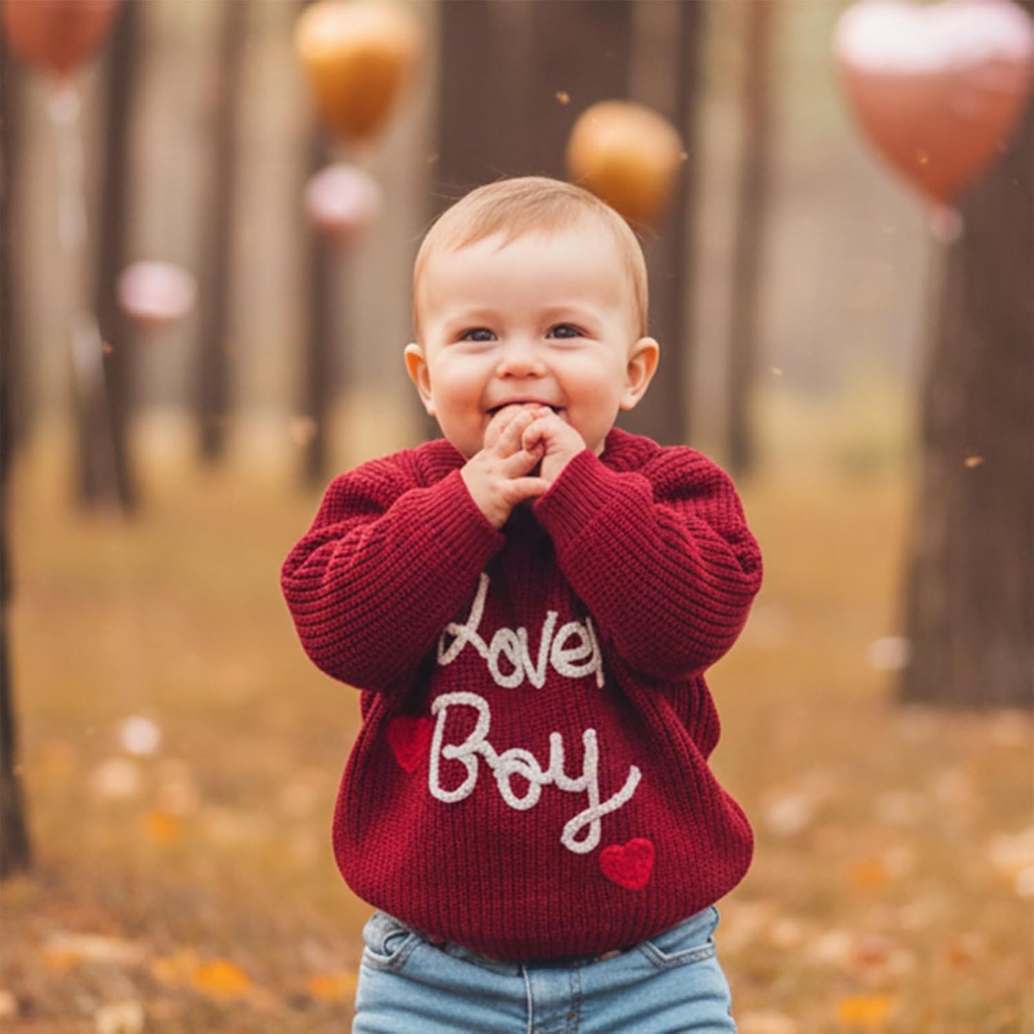 Baby Boy Valenitens Sweater Lover Heart Long Sleeve Knit Sweatshirt Pullover Toddler Infant Newborn Spring Outfit - Image 4