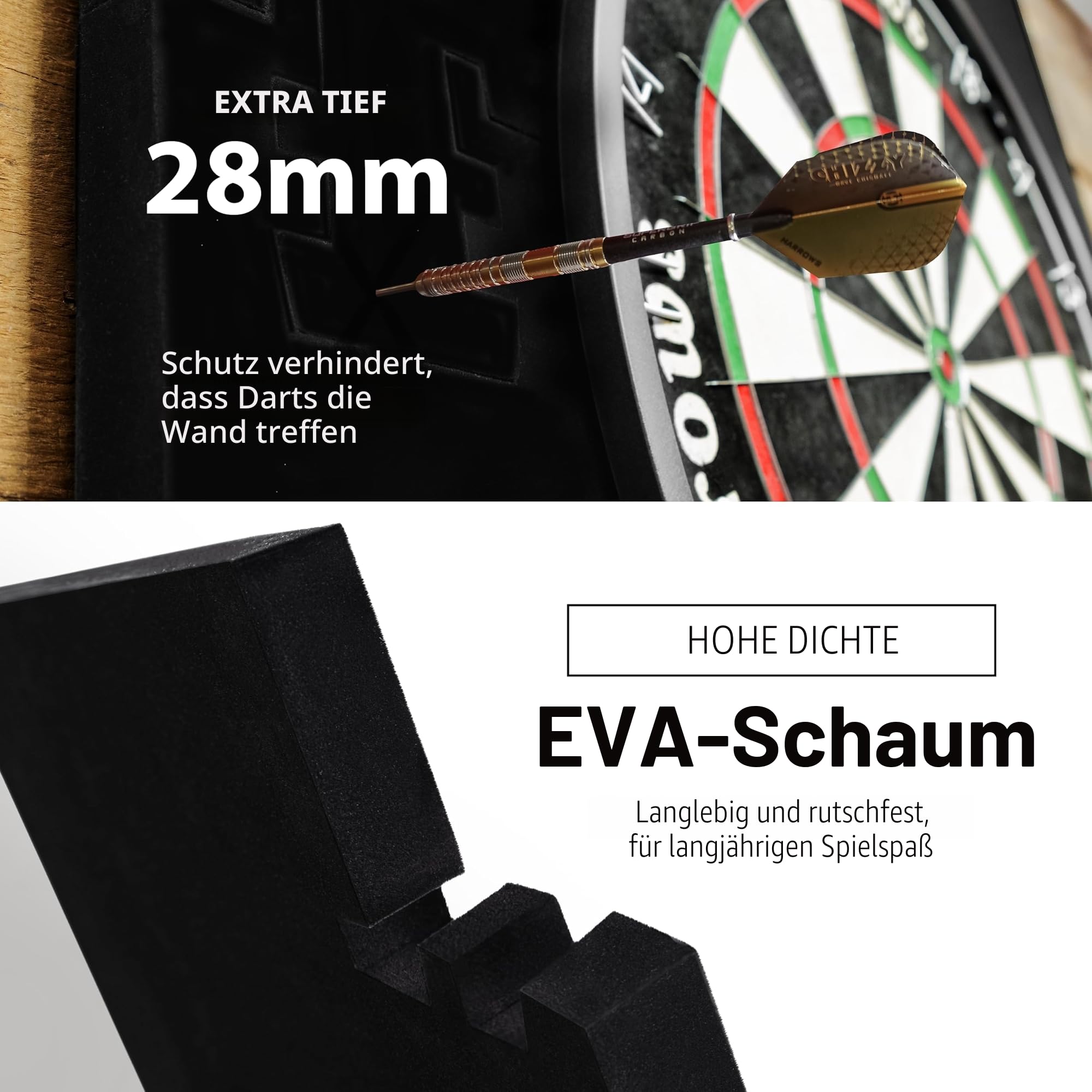 Harrows Dartboard-Umrandung – Extra großer 6-teiliger Wandschutzring oder 4-teilige Dartboard-Umrandung aus Eva, Wandschutz – für zu Hause, den Club und als Geschenk