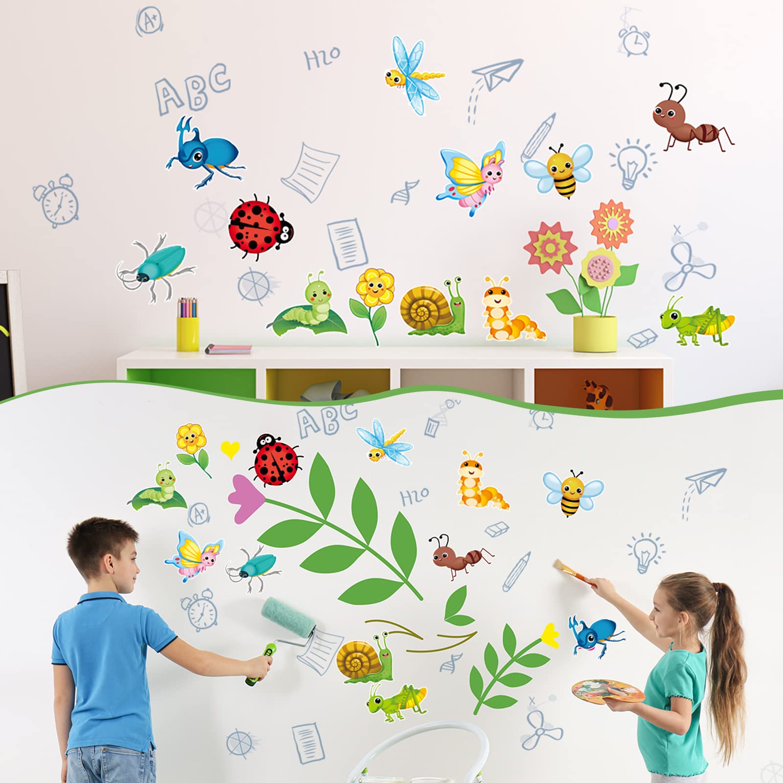 60 Pieces Spring Summer Insect Theme Cutouts Classroom Bulletin Board Decoration Bug Butterfly Sunflower Bee Cutouts for Early Childhood Teacher Student School Wall Birthday Party Decoration - Image 7