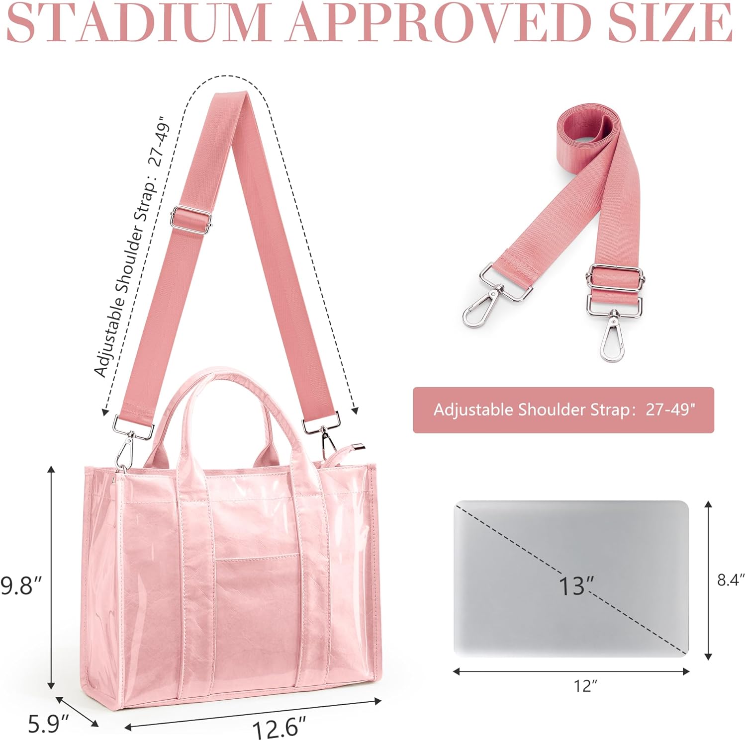 PVC Tote Bag Women Kraft Paper Large Purse Zipper Shoulder Crossbody Bag Travel Work Handbags with Top Handle - Image 4