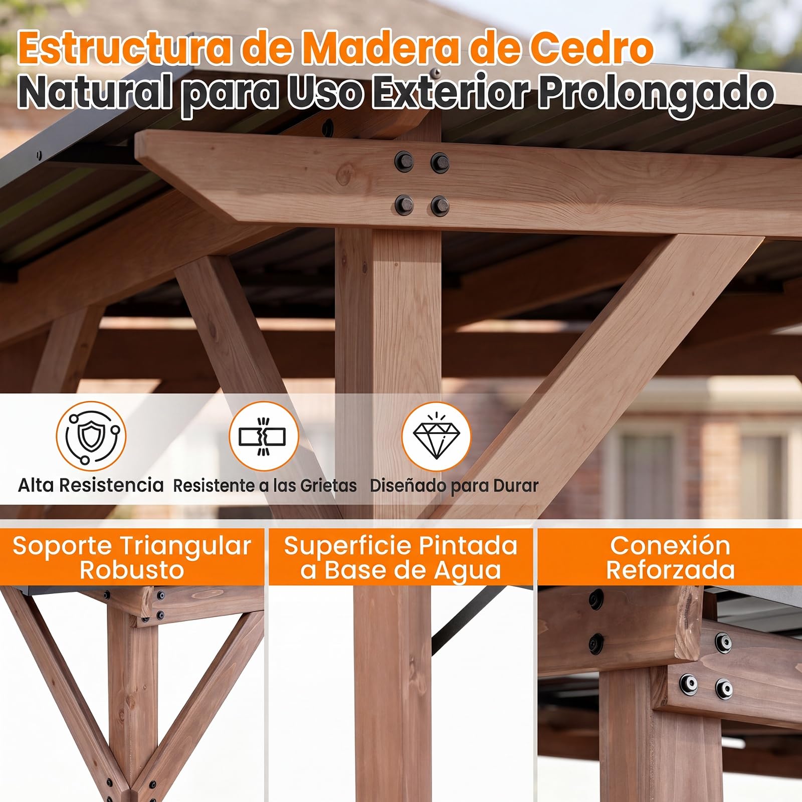 COSTWAY Cenador para Barbacoa, 263 x 151 x 223 cm, Marco de Madera Cedro