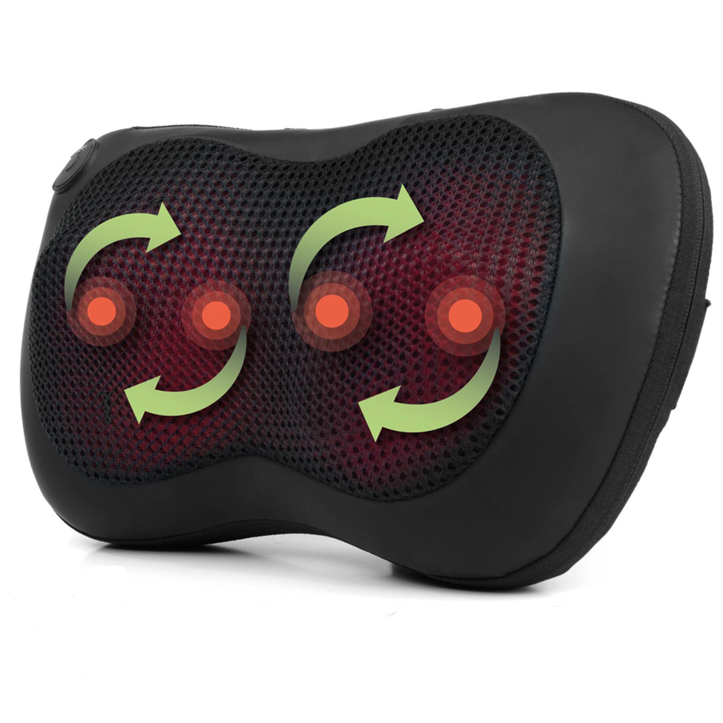 EE6936BLKSTKEU7 Electric Shiatsu Massage Pillow - Heated Neck, Back and Shoulder Massager, Deep Tissue Kneading, Relax Tension, Pain, Knots, Muscles, UK & EU Adaptors, for Home & Office Use