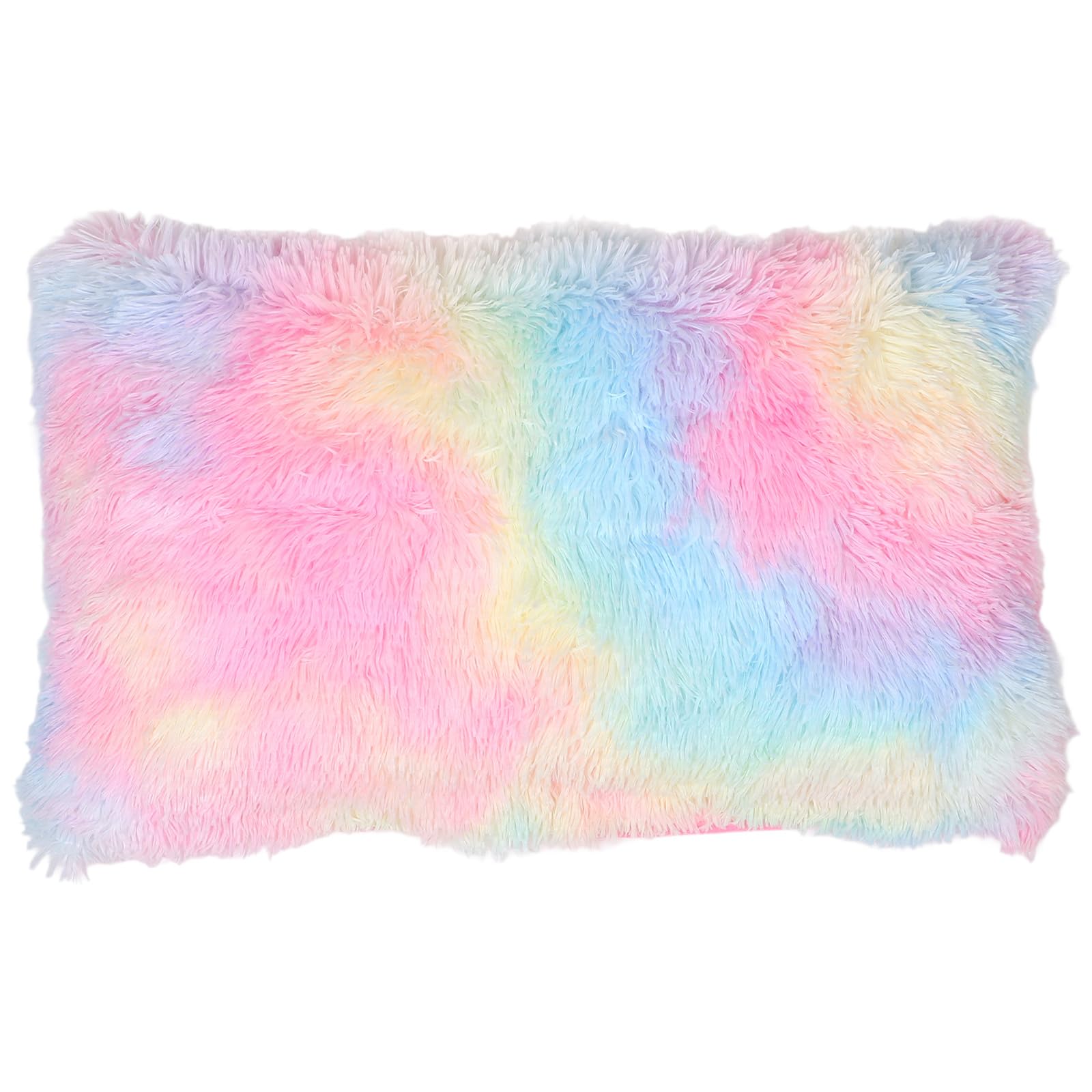 Veemoon Tie-Dye Faux Fur Fuzzy Pillow Cover Rainbow Fluffy Cushions Cover Soft Pillowcase Shaggy Throw Pillow Protector for Livingroom Sofa Bedroom (50 * 70 CM)