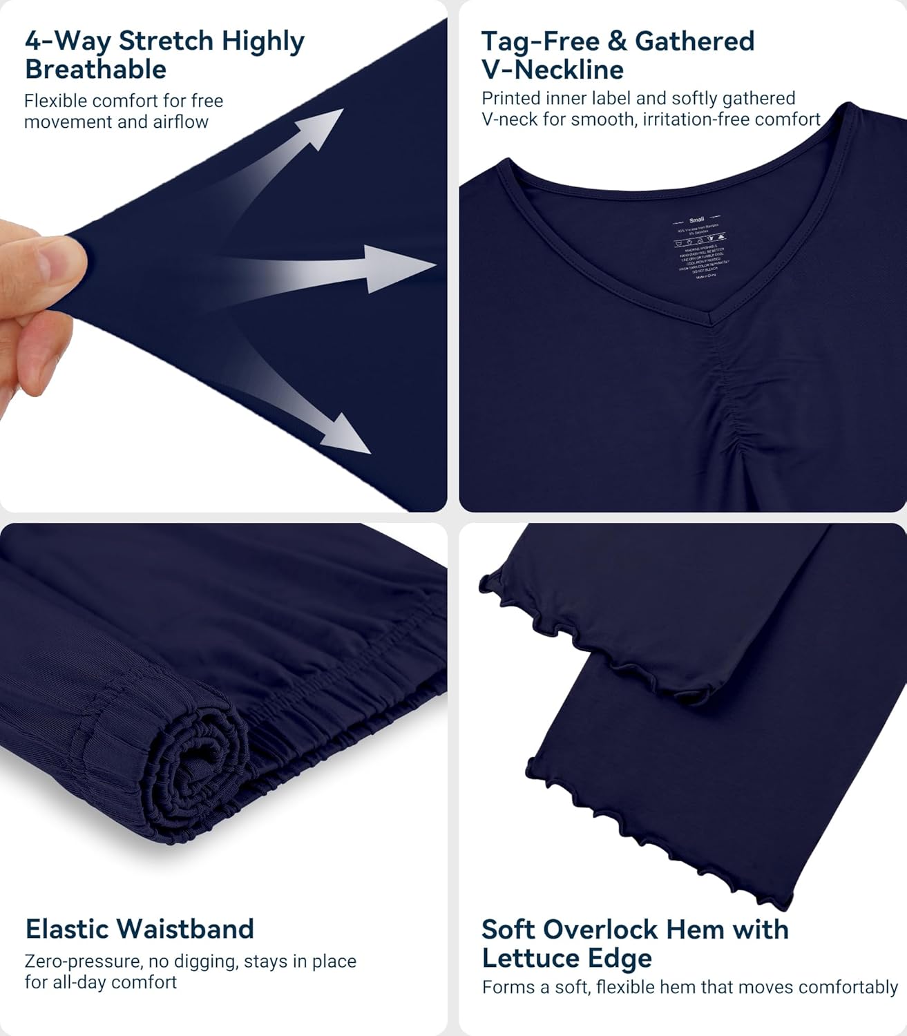 WiWi Viscose from Bamboo Pajama Sets for Women Super Soft Pjs Short Sleeve with Pants Cooling Sleepwear Loungewear S-XXL - Image 4