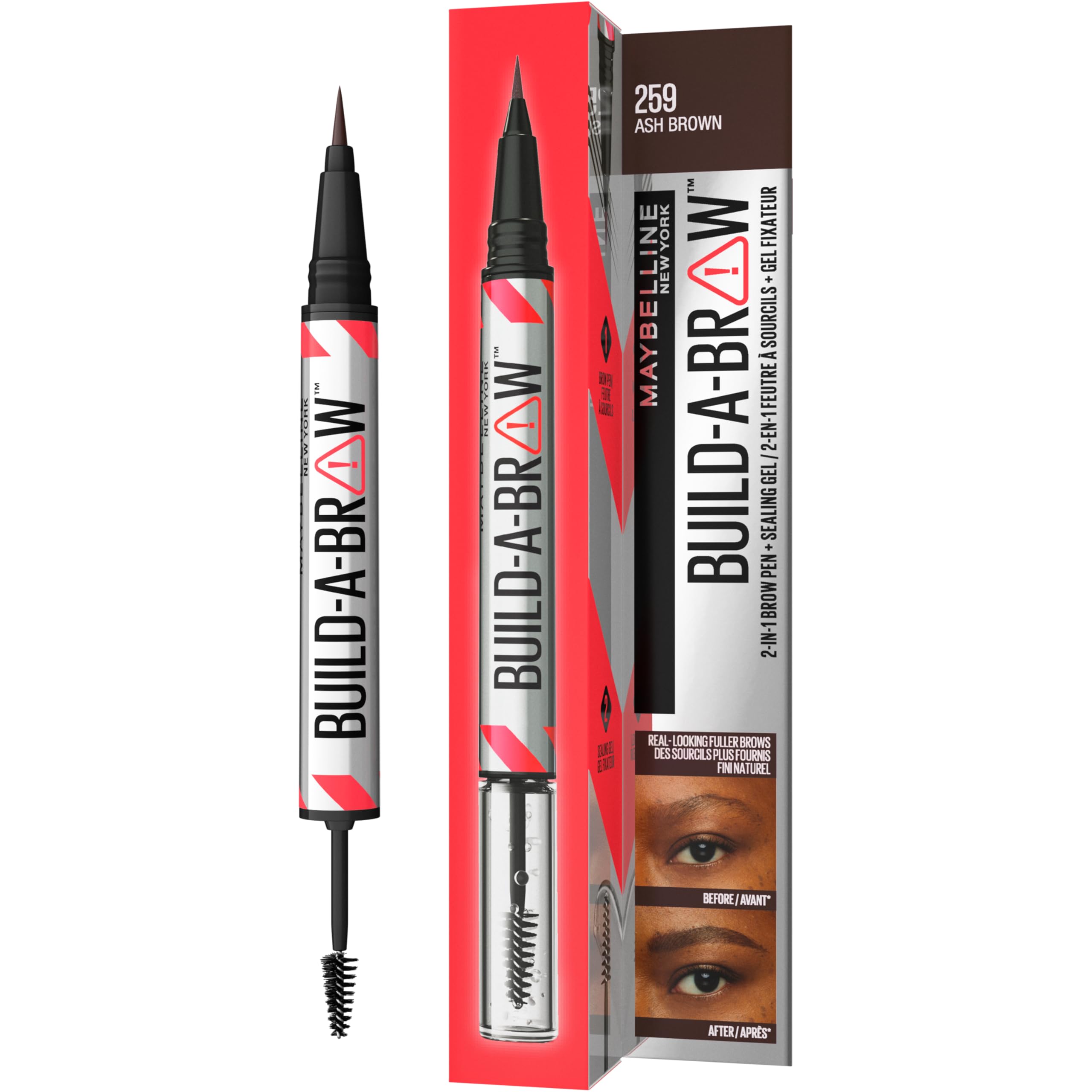 Maybelline Eyebrow Pen & Gel Build A Brow 2 in 1 Waterproof 259 Ash Brown