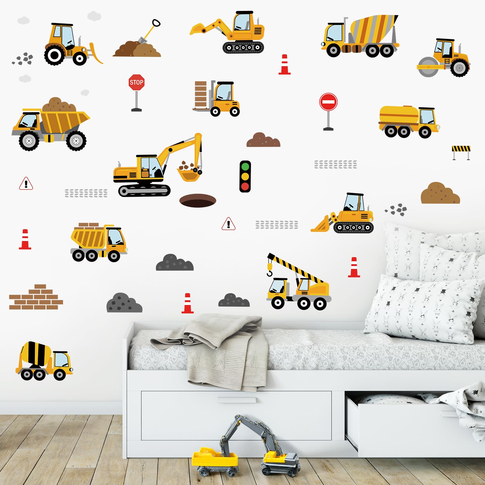 SHUCHING Construction Vehicles Wall Stickers for Kids Room Nursery Playroom Removable Vinyl Digger Bedroom Decor Accessories - Image 3
