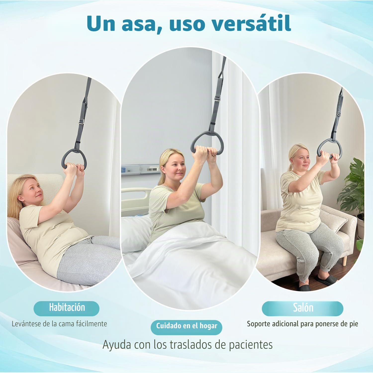 Trapecio de Cama para Ancianos Cama Auxiliar de tracción Cama de Hospital Trapecio para Cama Transferencia de Movilidad Barra montada en el Techo Soporte de Trapecio Escalera Cama