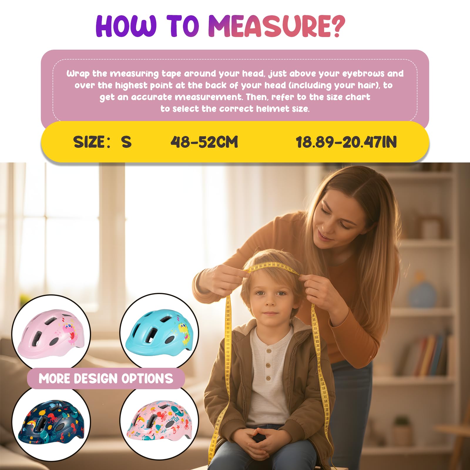 Favoto Casco de Bicicleta para niños, Certificado CE, Ligero, Ajustable, para niños de 3 a 5 años, Talla S (48-52 cm), para Scooter, Ciclismo y Exteriores