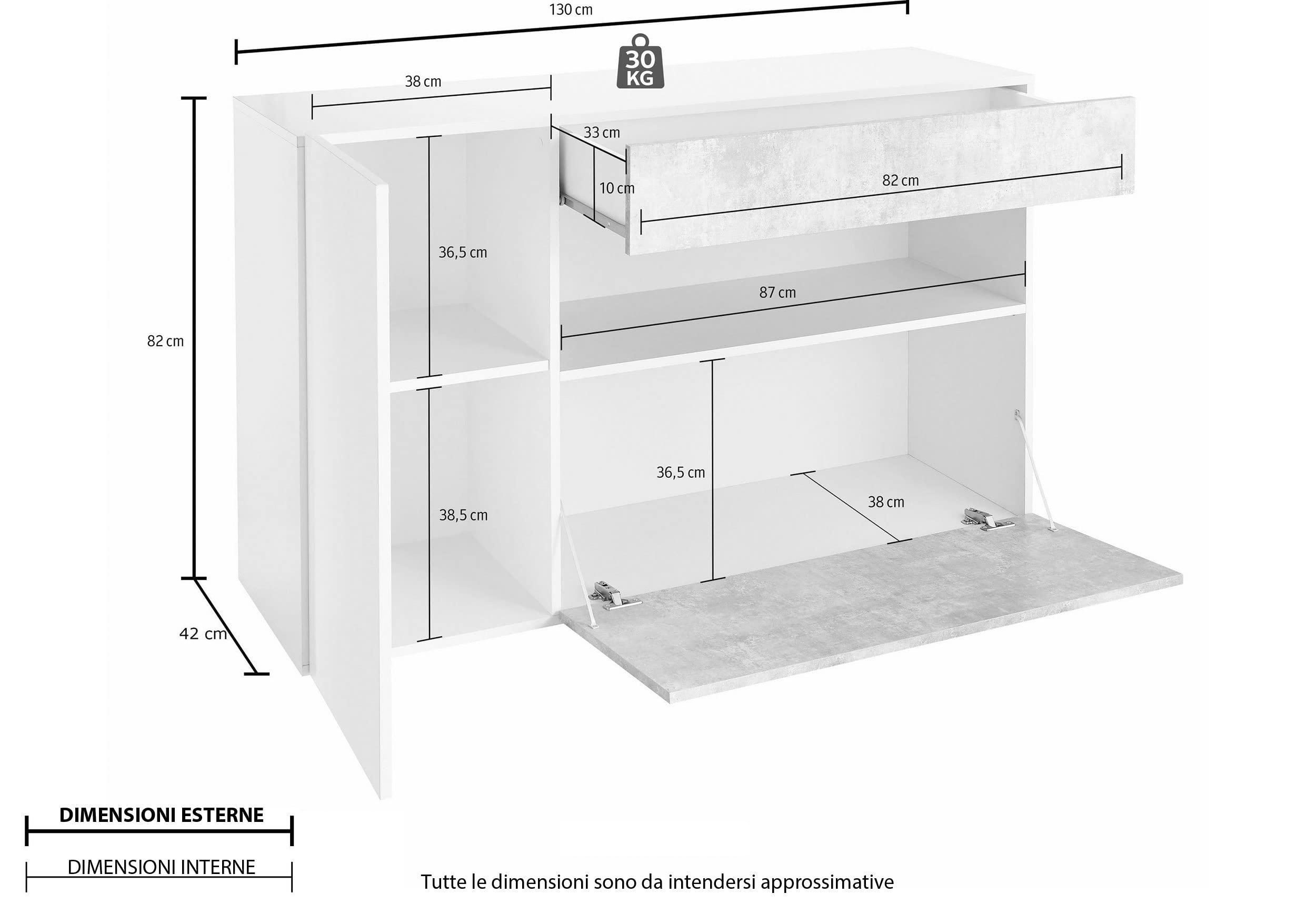 Web Convenienza Mobile Ingresso Moderno - Made in Italy - Collezione Nice - Mobiletto Contenitore con Struttura Bianca per Soggiorno (Bianco)