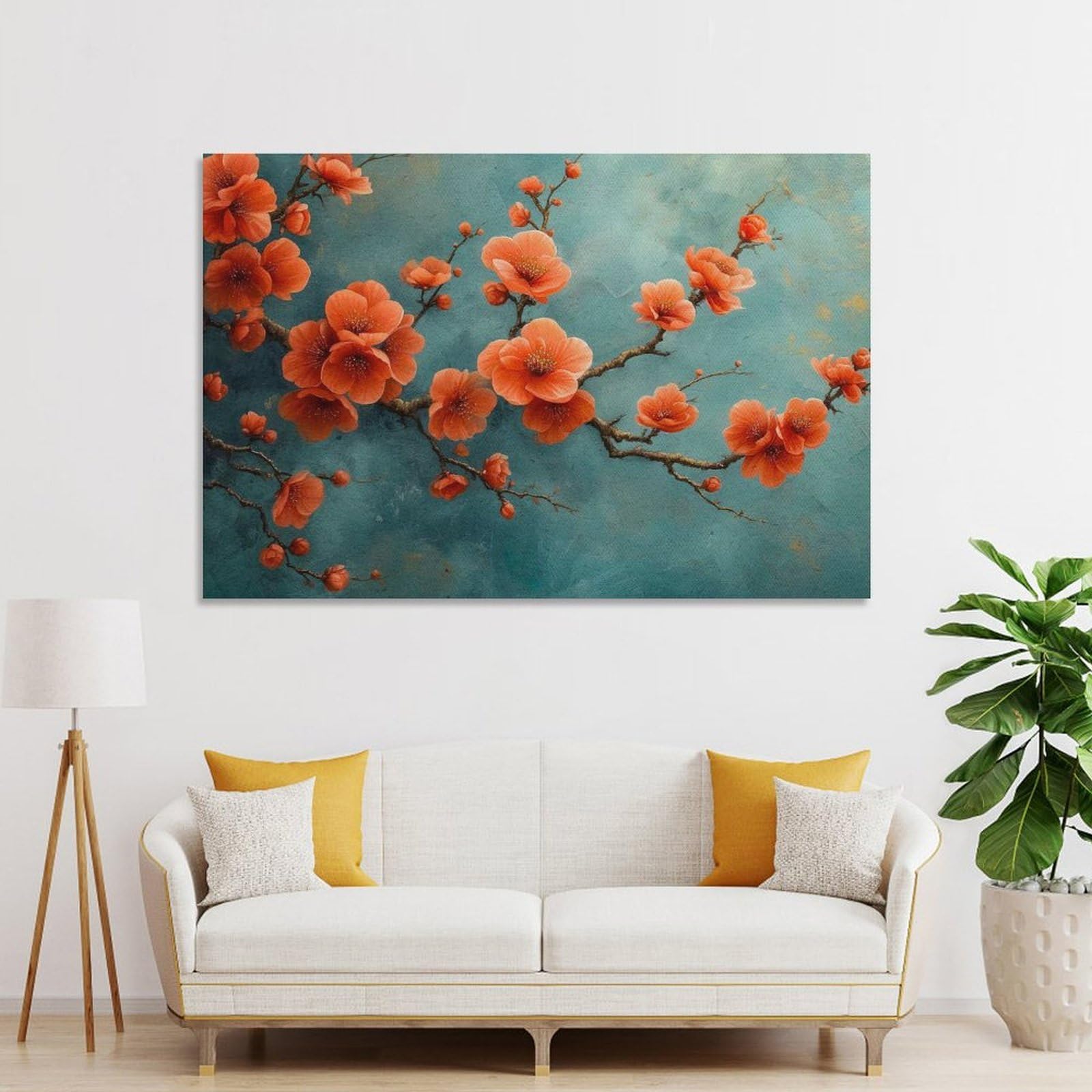 Junmoney Unframe-Style-10 Plum Blossom Room Decor Wall Art, 24X36inch(60X90cm), For Bedroom, Guest Room Or Reading Nook, Home Artwork With A Soft Interior Feel