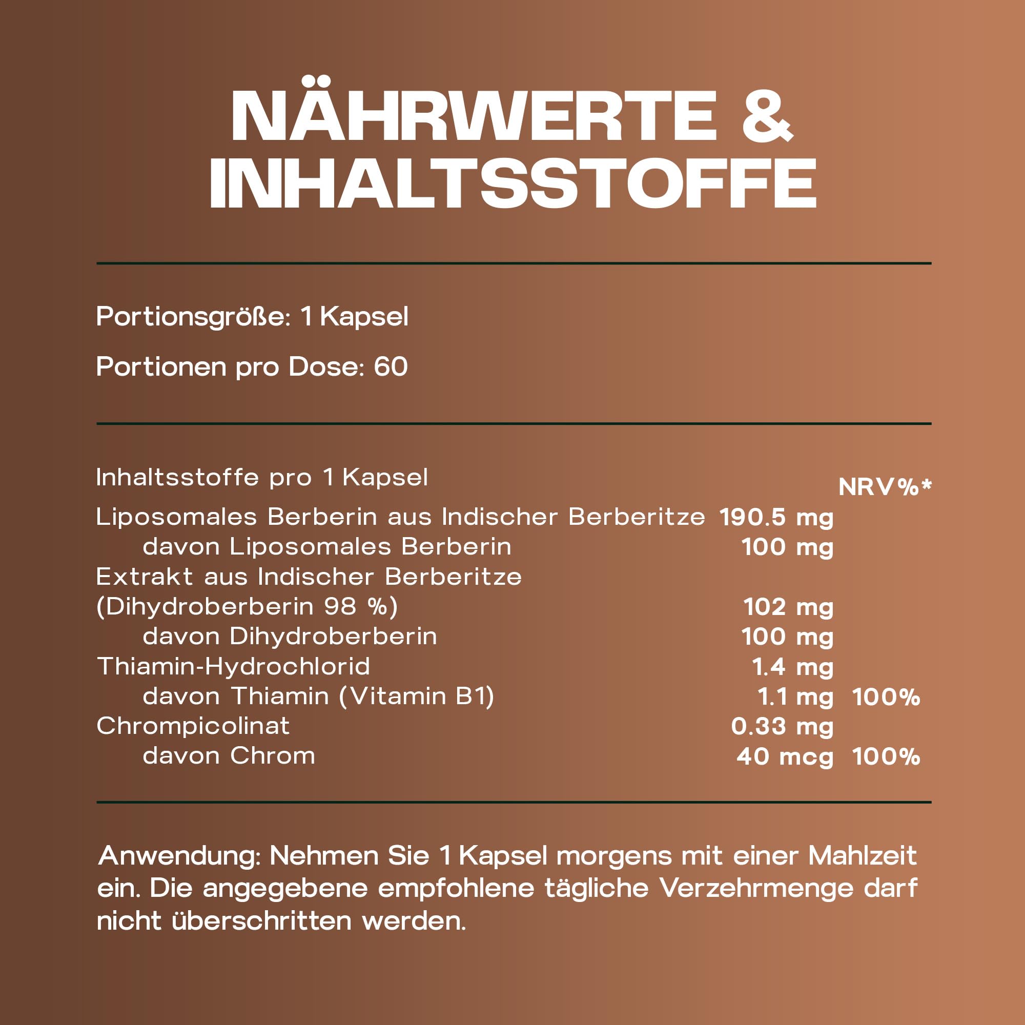 Liposomales Berberin + Dihydroberberin Formel | Unterstützung des Glukosestoffwechsels mit Chrom und Thiamin, magensaftresistente Kapseln, 2 Monate, EU