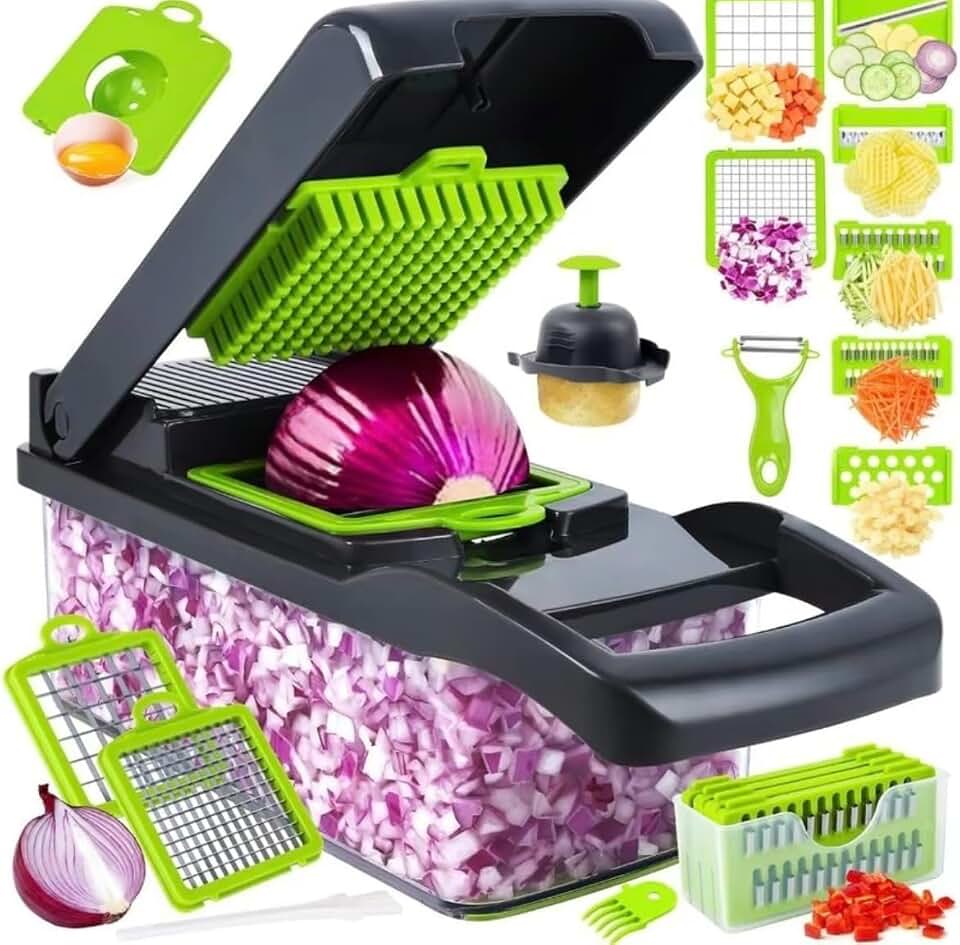 Cortador de Legumes Multifuncional 15 em 1 – Fatiador Mandoline Profissional