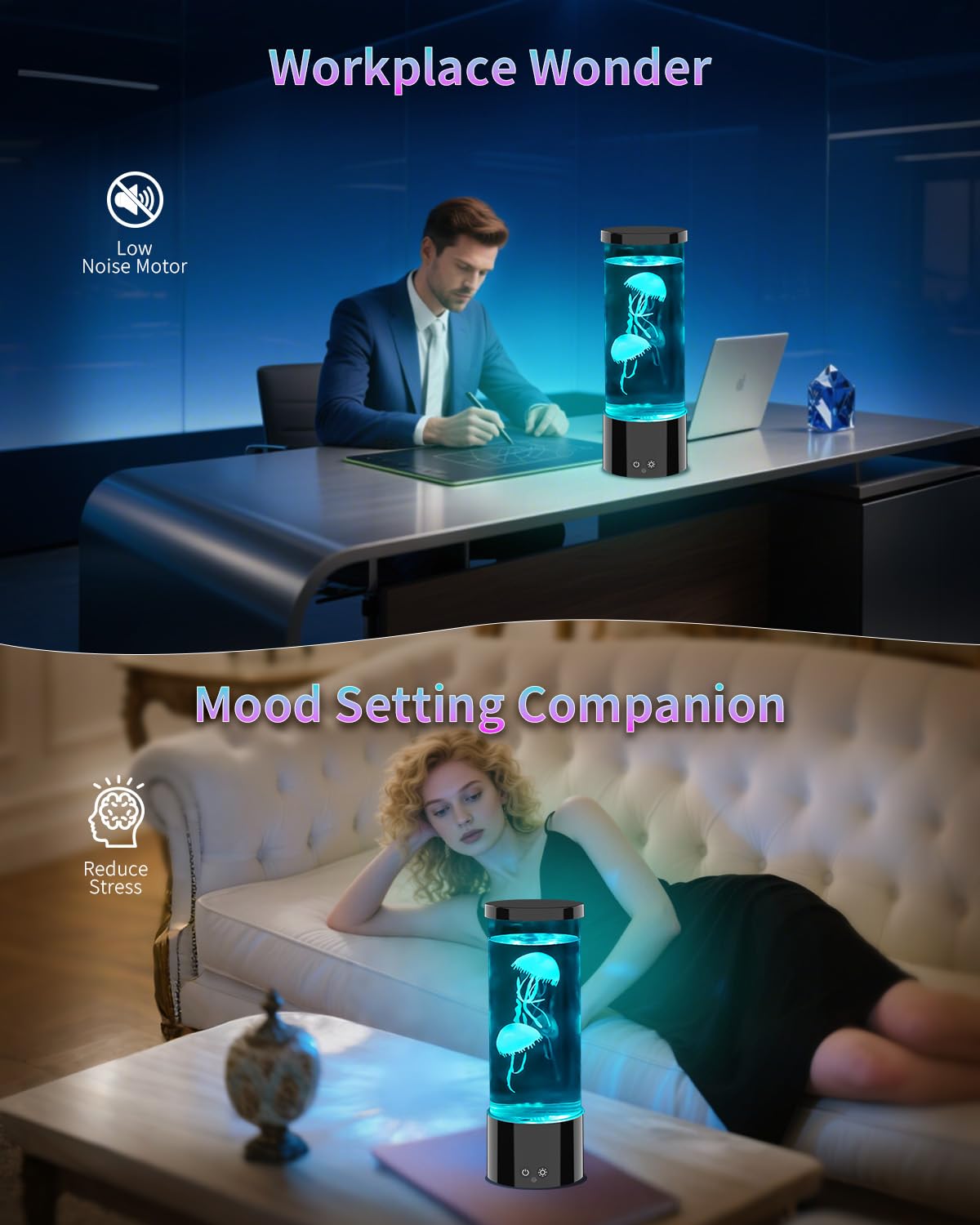 AONESY Lampada Meduse Lampada Lava Medusa Lampada Notturna Telecomando Jellyfish Lamp con 17 Colori che Cambiano & 4 Modalità Medusa Lampada Dell'umore USB Lampada da Tavolo, Nero