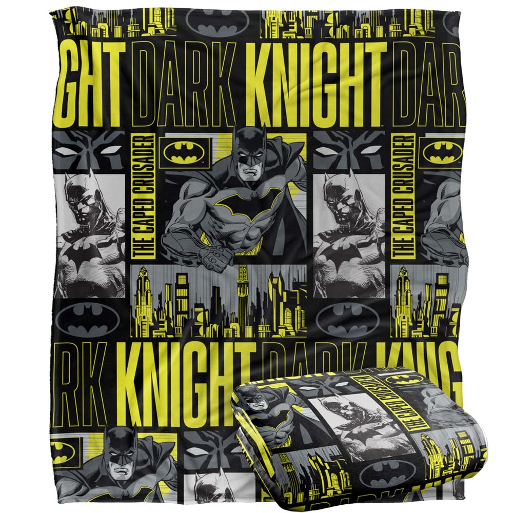 BATMAN Blanket, 152 x 127 cm Dark Knight Panels Silky Touch Super Soft Throw Blanket