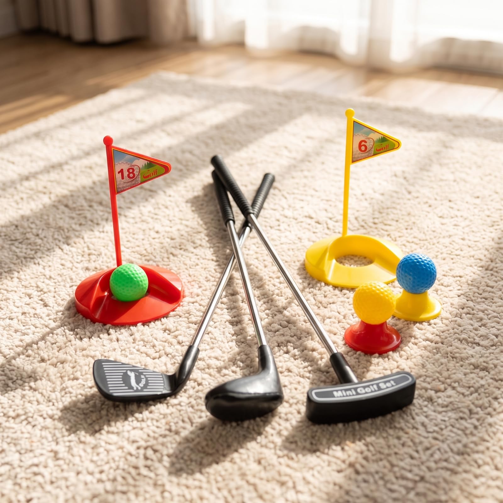 MagiDeal Children Golf Equipment para Niños Juguete Putter Palos Bolas con Ejes Metálicos y Cabezas Moldeadas Fácil de y Montar Adecuado para Salón de Juegos Patio Preescolar