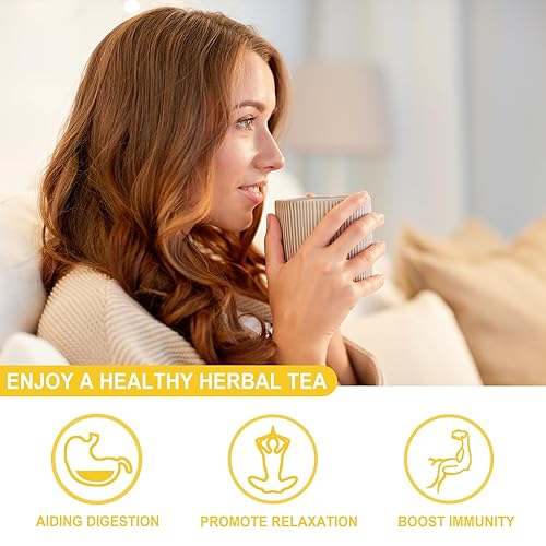 Miniatura 5 de FullChea - Bolsas de té de manzanilla, 50 bolsitas de té - Té de hierbas de flor de manzanilla puro y natural para relajación - Sin OMG - Sin