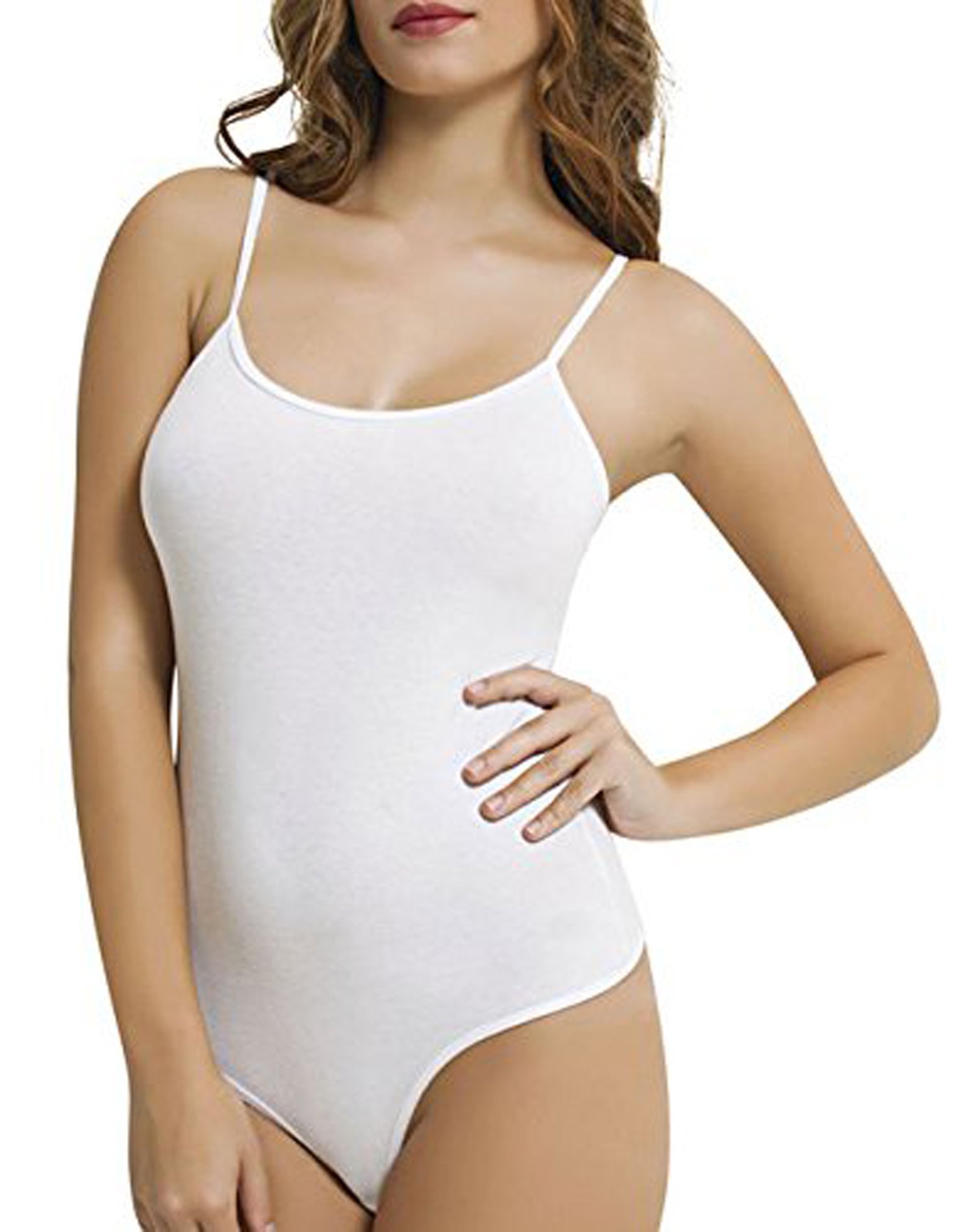 Futura London Womens Whıte Thin Strap Sleeveless Bodysuıt Body Shapers Leotard 6-28 (6)