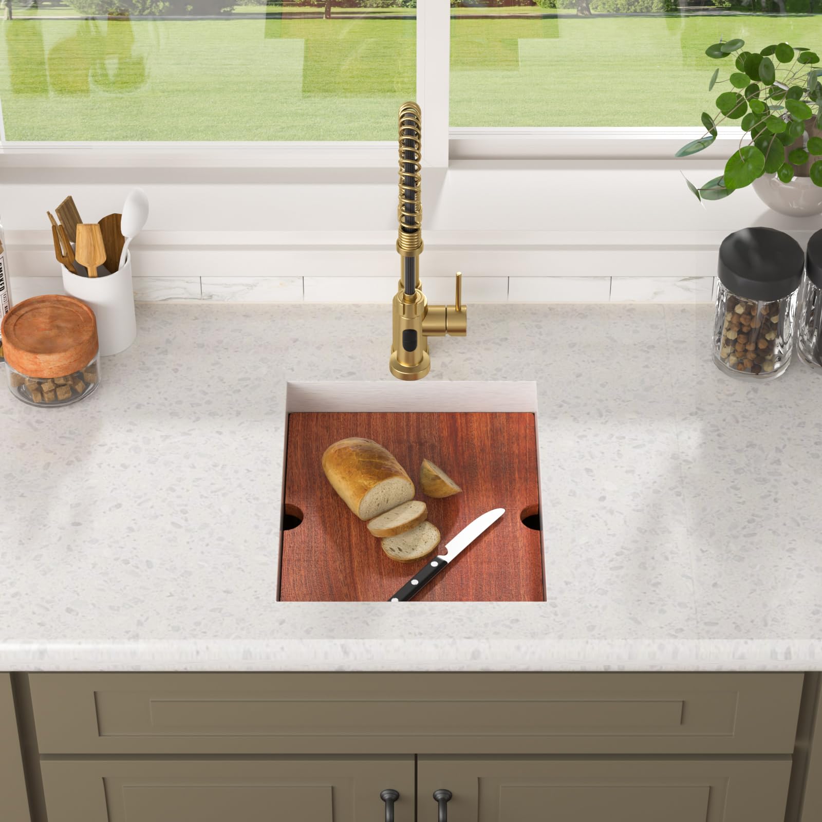 Lordear 28" L X 19" W Undermount Kitchen Sink Workstation Single Bowl Sink 16 Gauge Stainless Steel Sink Oaer1104 - View #7