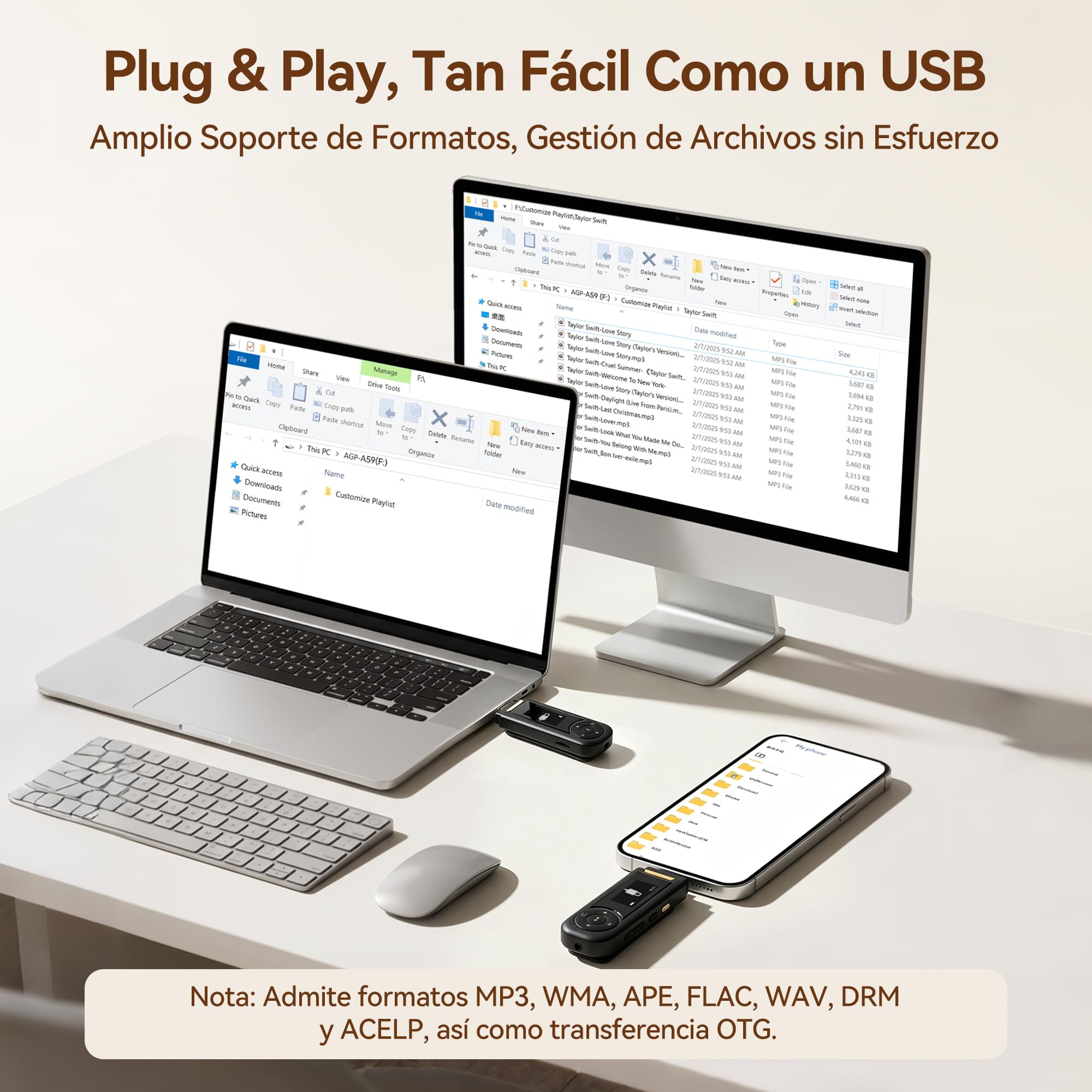 AGPTEK Reproductor MP3 64GB con Clip Bluetooth 5.3 Portátil para Deporte