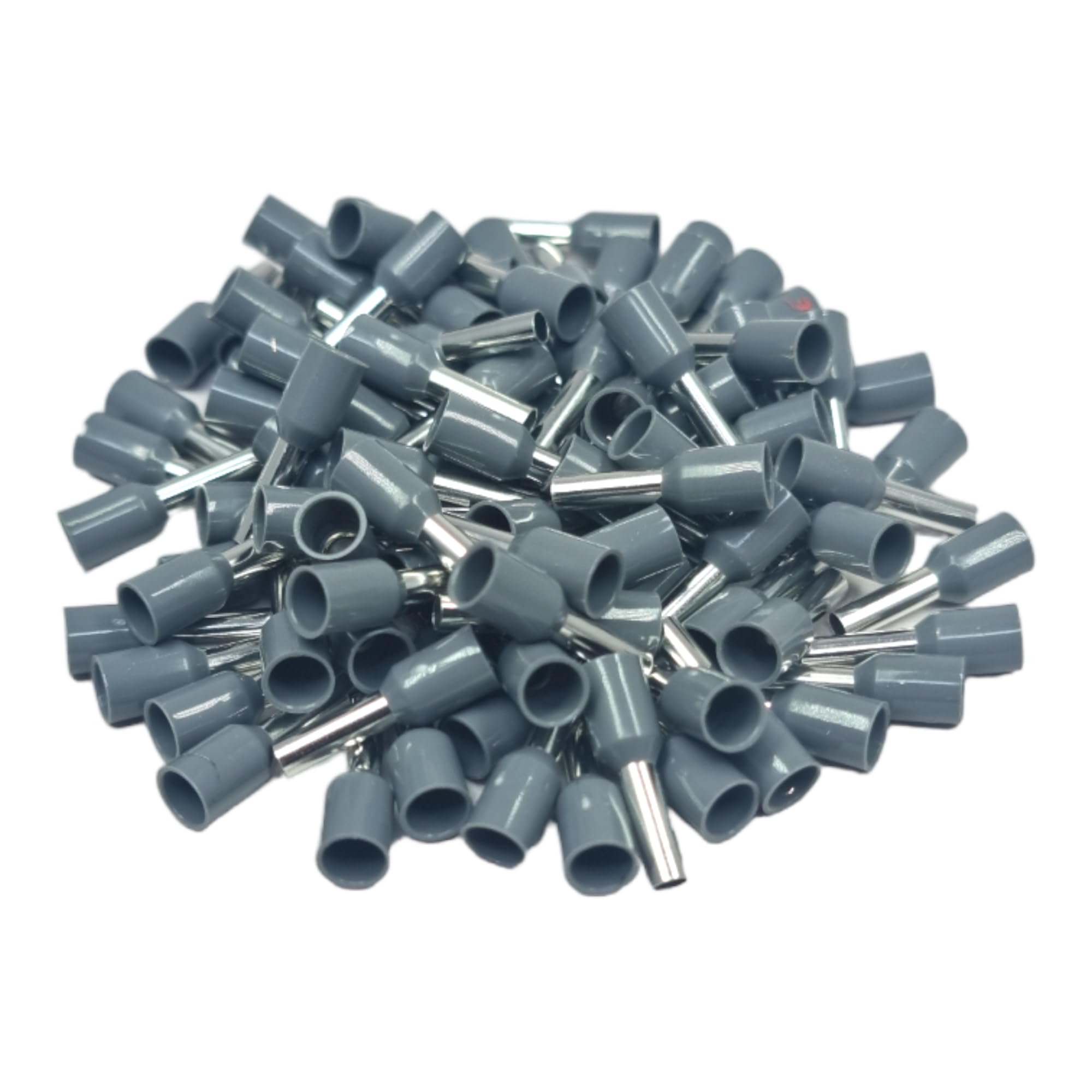 Grey 100 Pcs Single Entry Cord End Cable Terminals Insulated Wiring Bootlace Ferrules 0.25Mm² - 35Mm² ( - 2.5Mm²)