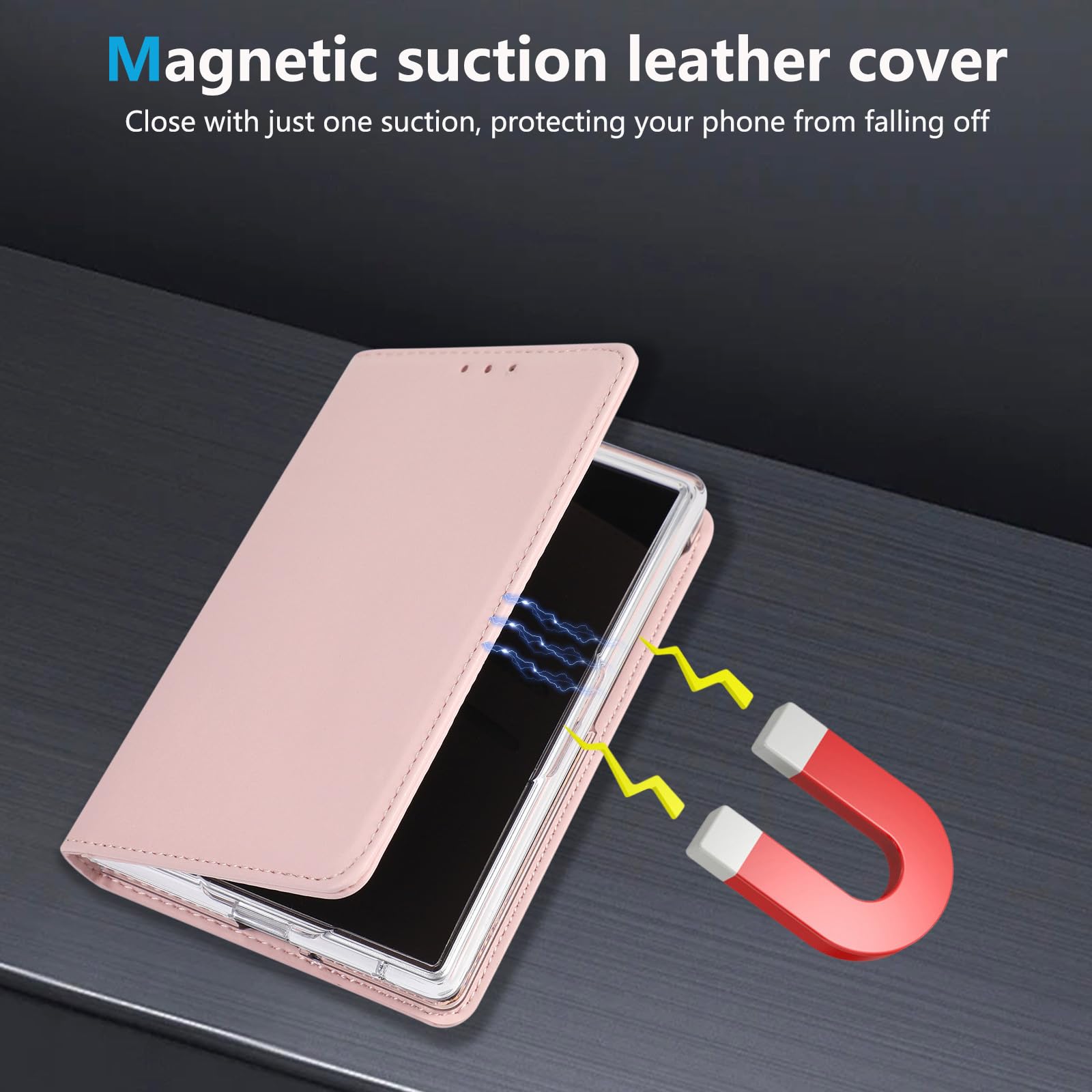 Custodia Portafoglio Per Samsung Galaxy Z Fold 8, Flip Libro Pelle Cover | Blocco RFID Pieghevole Funzione Supporto Protezione Completa Guscio,Bianca,Fold 8