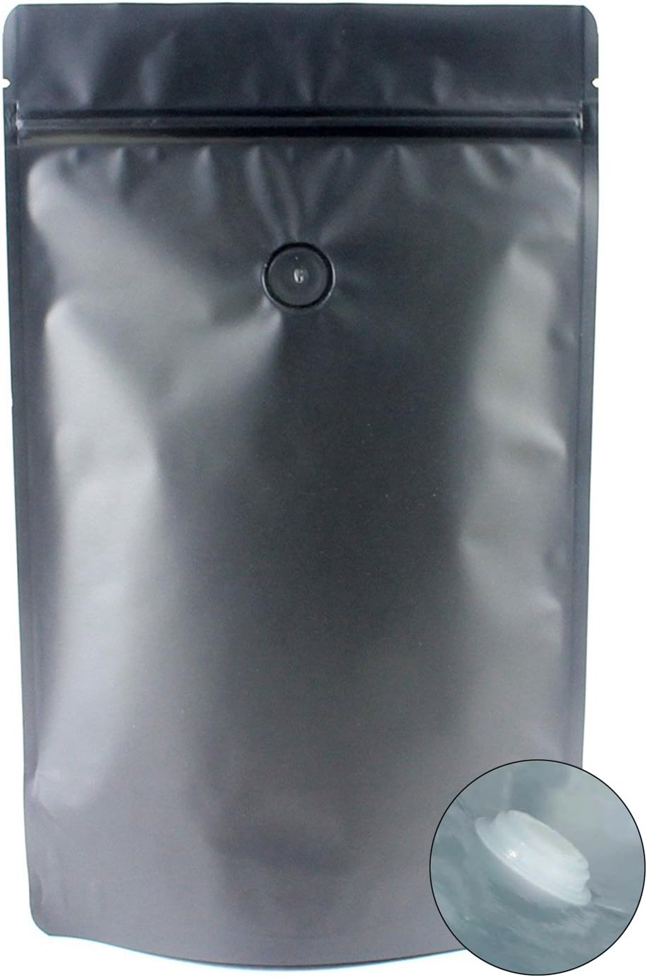 AwePackage High Barrier 12 oz Foil Stand up Zipper Pouch Coffee Bag with Valve (Matte Black, 50)