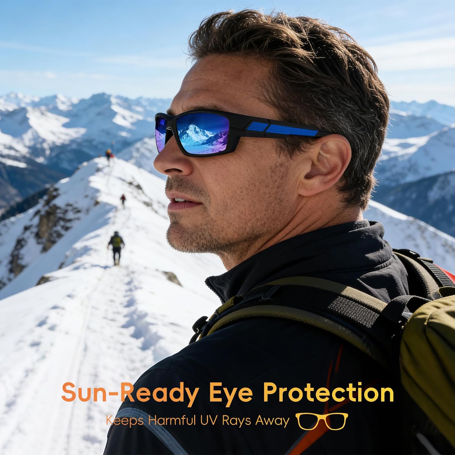 2 Pack Polarized Sports Sunglasses for Men TR90 Wrap Around UV Protection for Running Driving Fishing Cycling