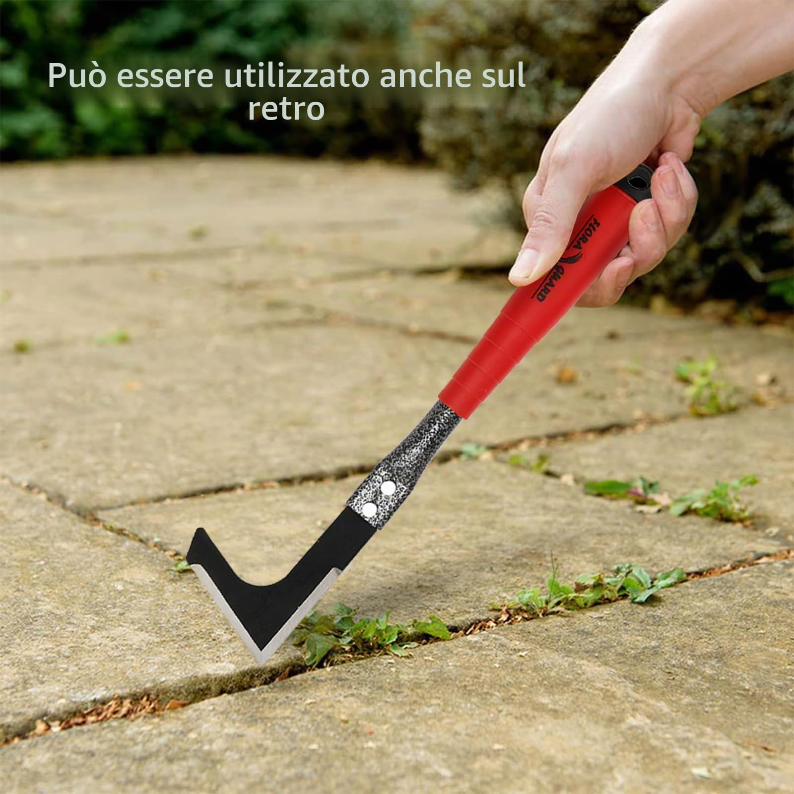 FLORA GUARD Estirpatore Erbacce Manuale, sarchiatore da Giardino per Rimuovere Muschio ed Erbacce, 32,5 cm, con Manico