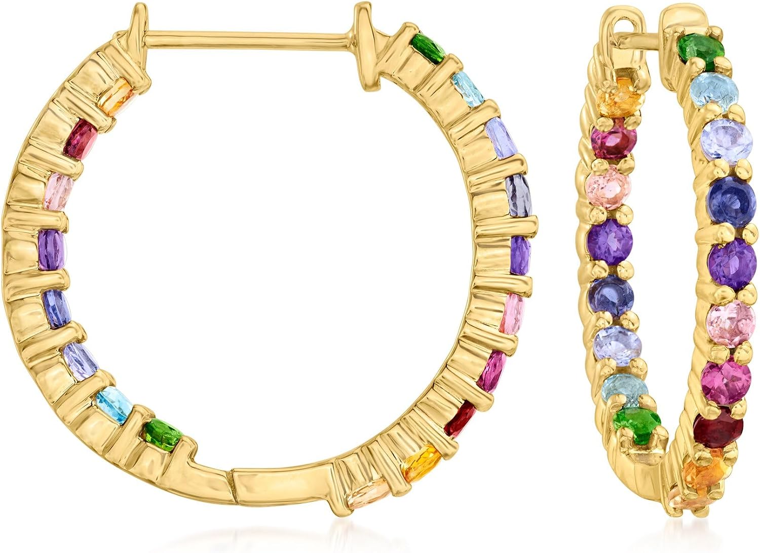 Ross-Simons Gemstone Hoop Earrings in Sterling Silver