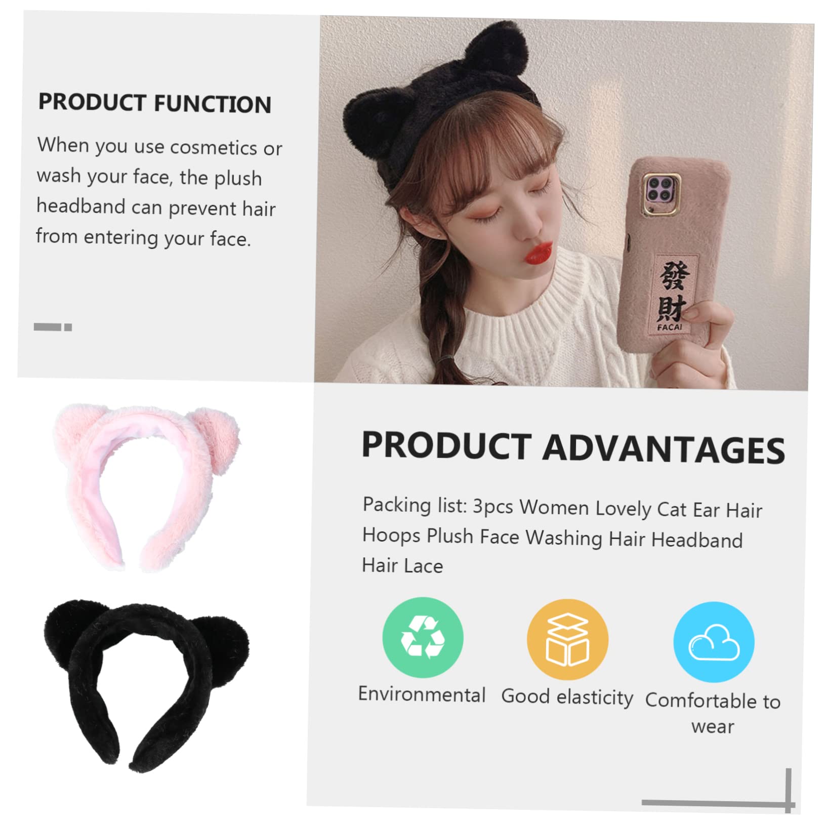 DOITOOL 6piezas Diadema De Pelo De Felpa Para Mujeres De Para Maquillaje y Cuidado Facial y
