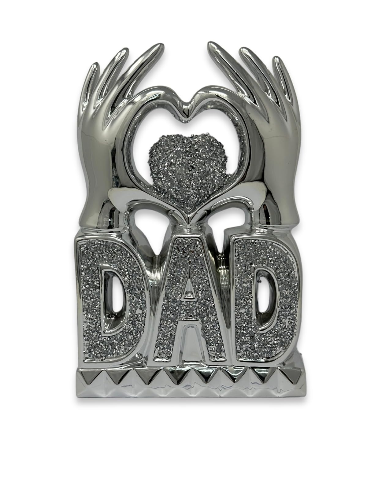 SEGOY Dad Heart Hand Silver Crushed Diamond Crystal Ornament Home Decor Gift