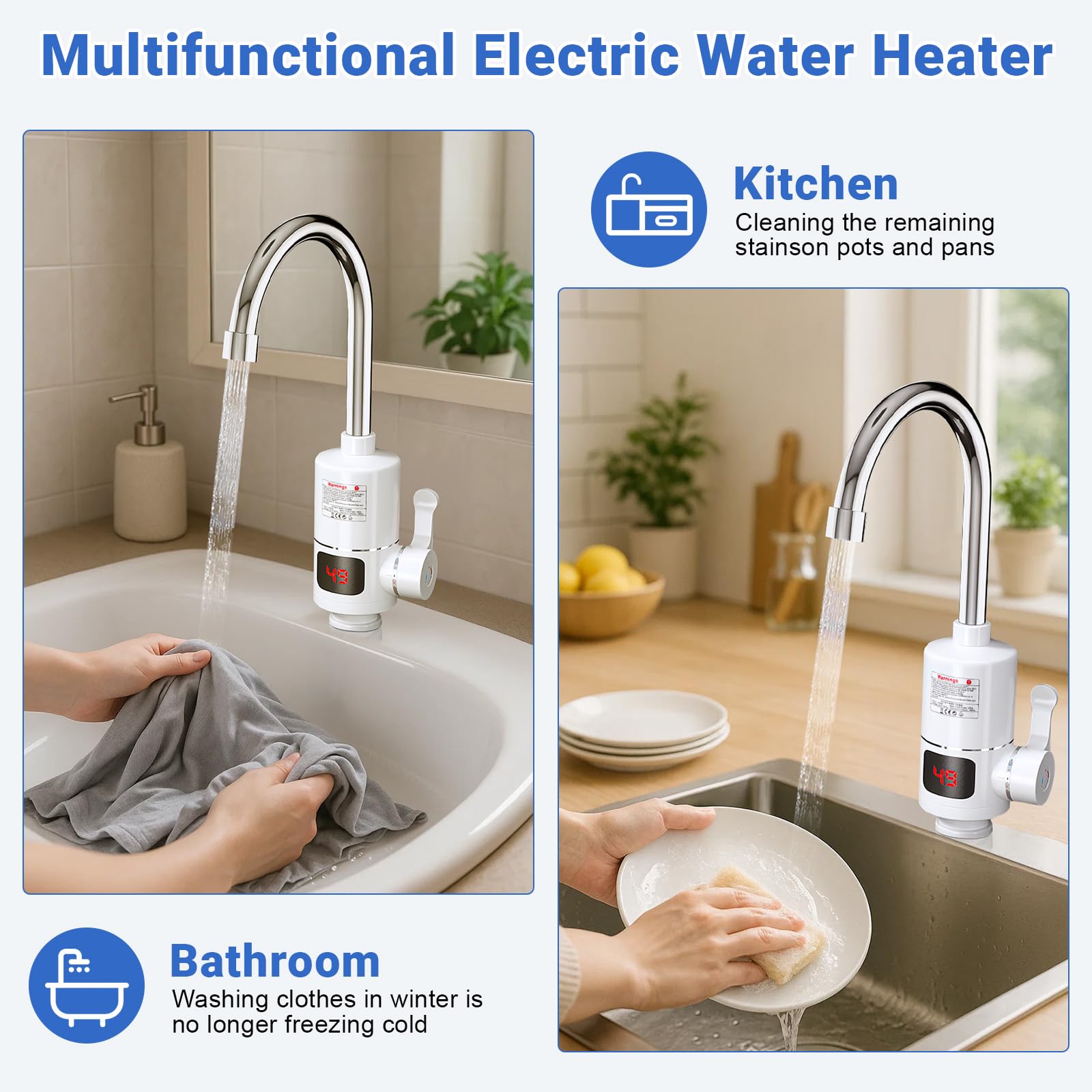 Scaldabagno elettrico Ta 220V 3000W Cucina Giardino Bagno Soggiorno Camino Ta